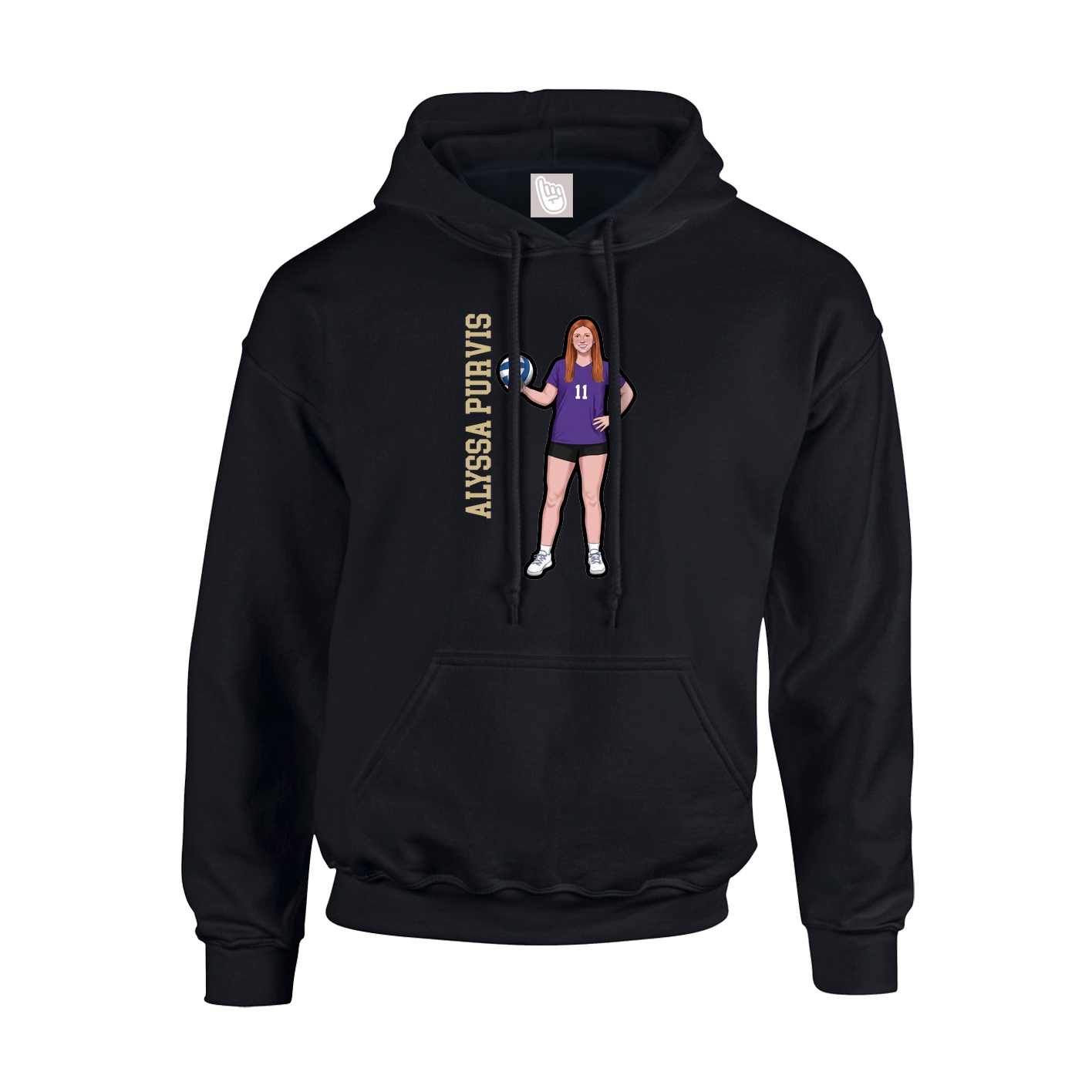 Youth Hoodie — Name Vertical in Black