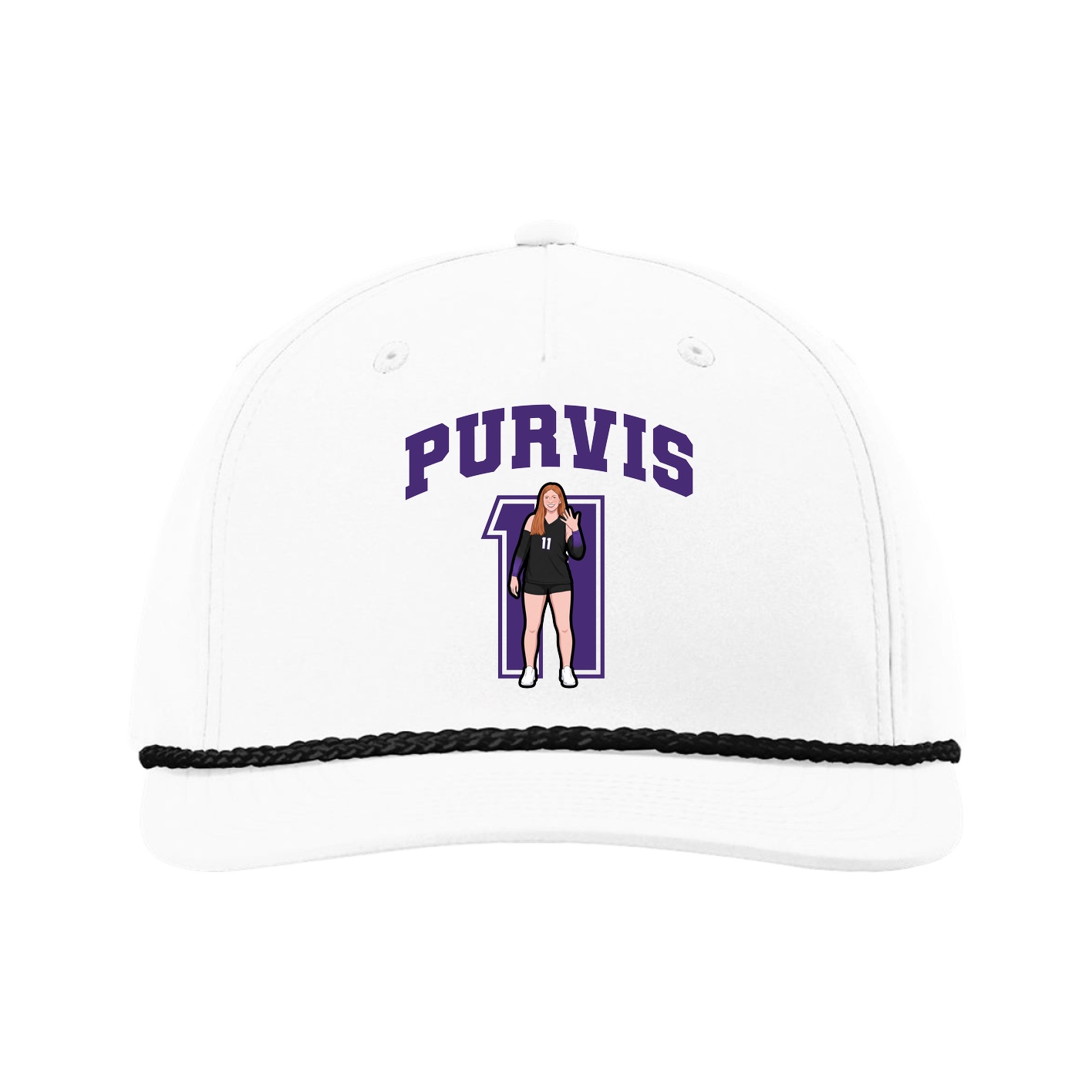 Five-Panel Classic Rope Cap — Number in White