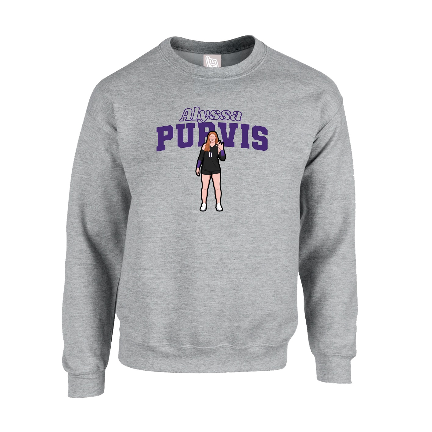 Fleece Crew — Name Arch in Grey
