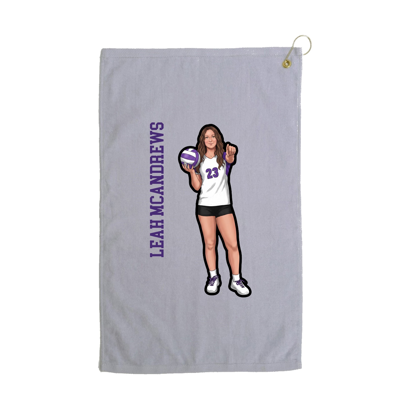 Golf Towel — Name Vertical in Grey