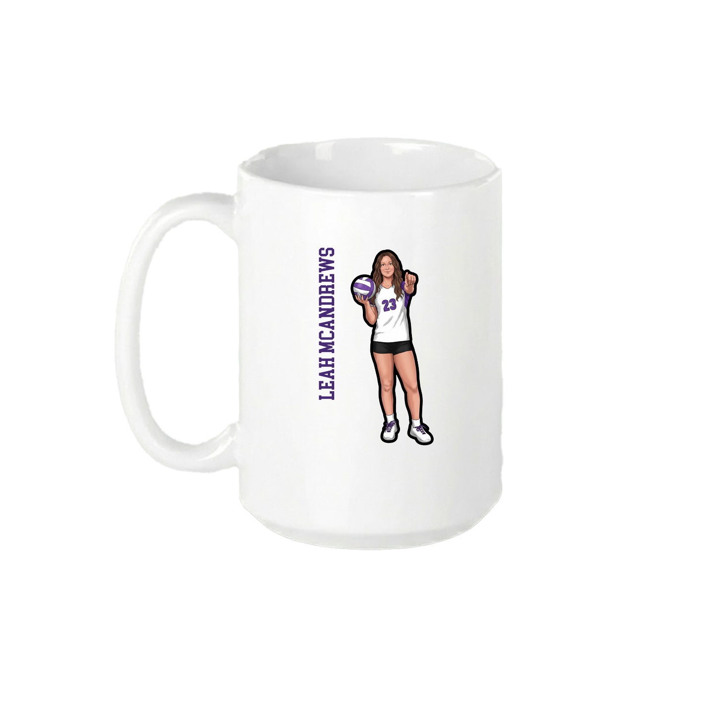 15oz Coffee Mug — Name Vertical in White