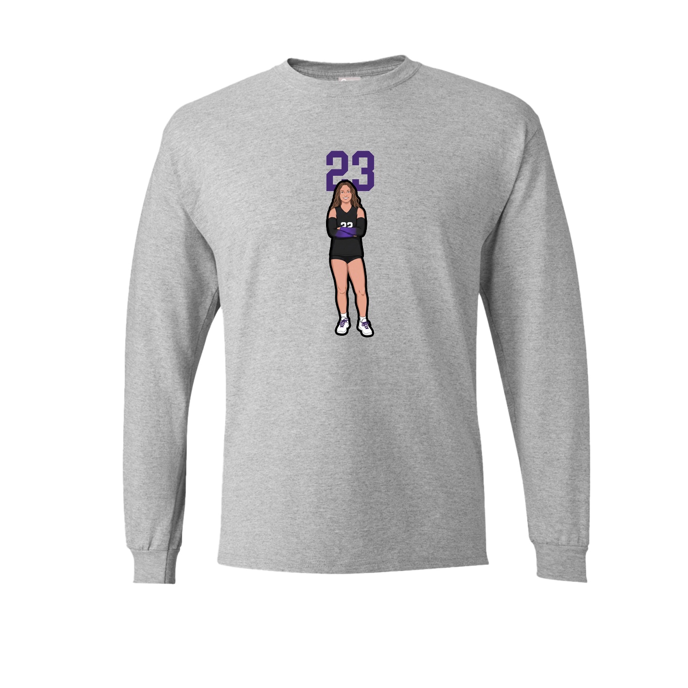 Long Sleeve Tee — Number Top in Grey