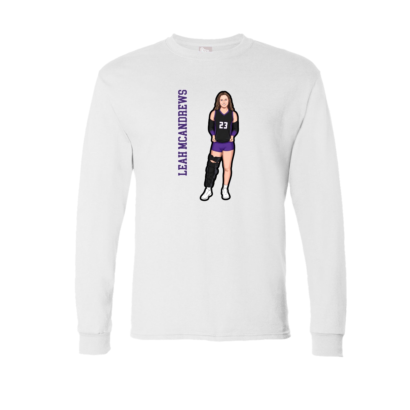 Long Sleeve Tee — Name Vertical in White
