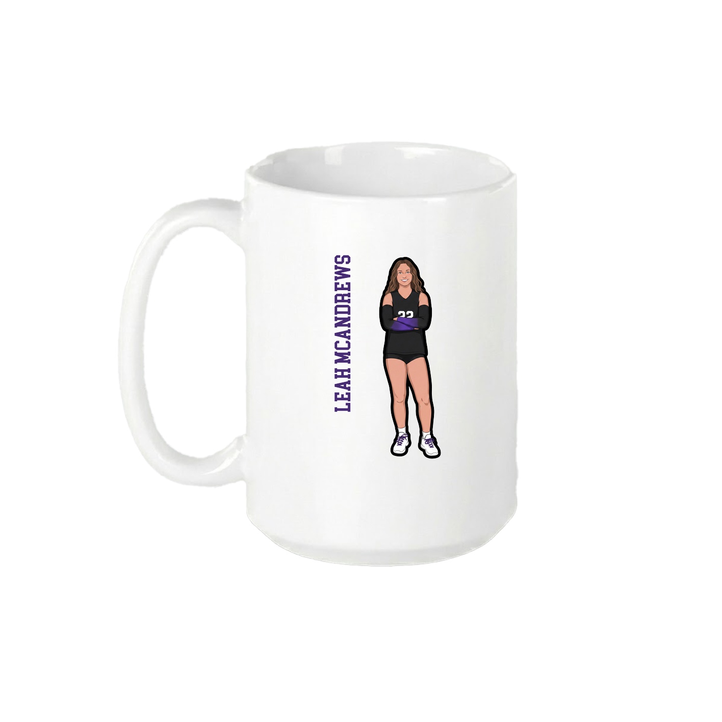 15oz Coffee Mug — Name Vertical in White