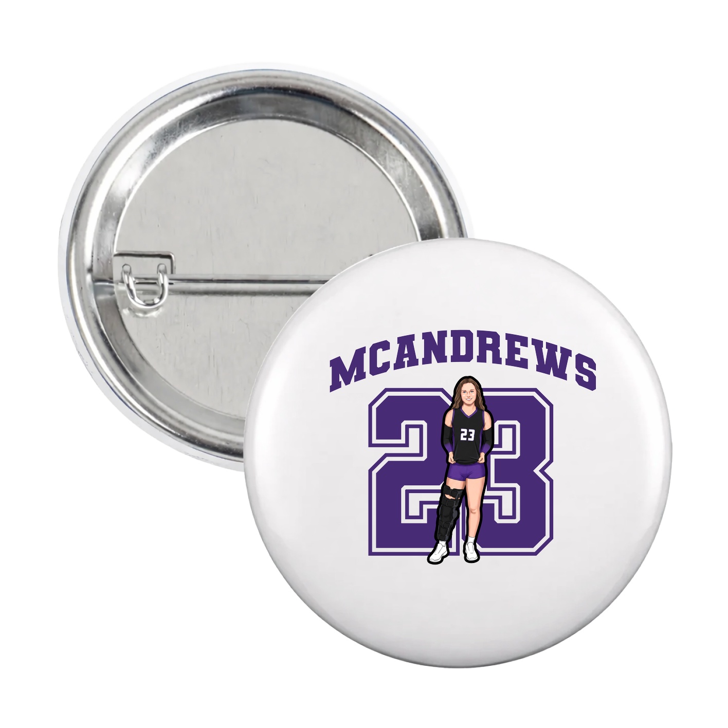 Game Day Button — Number in White