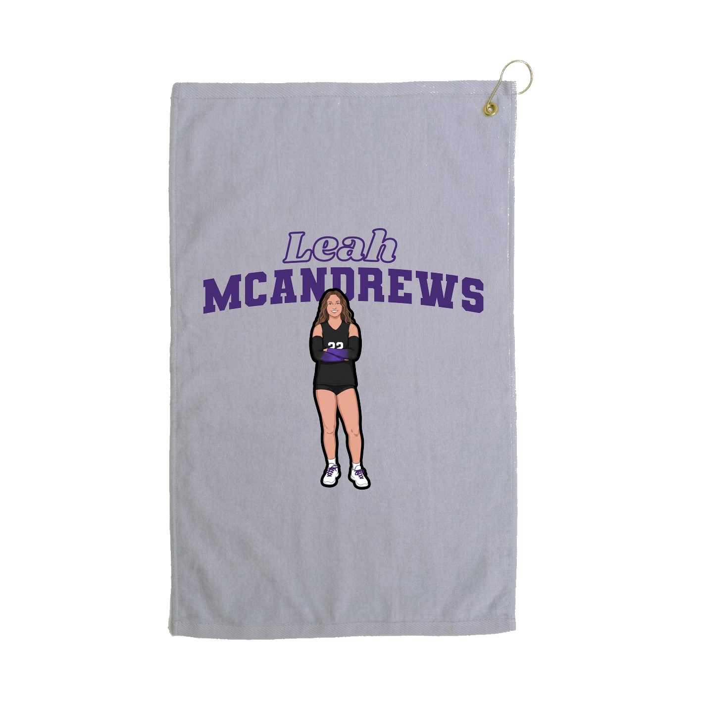 Golf Towel — Name Arch in Grey