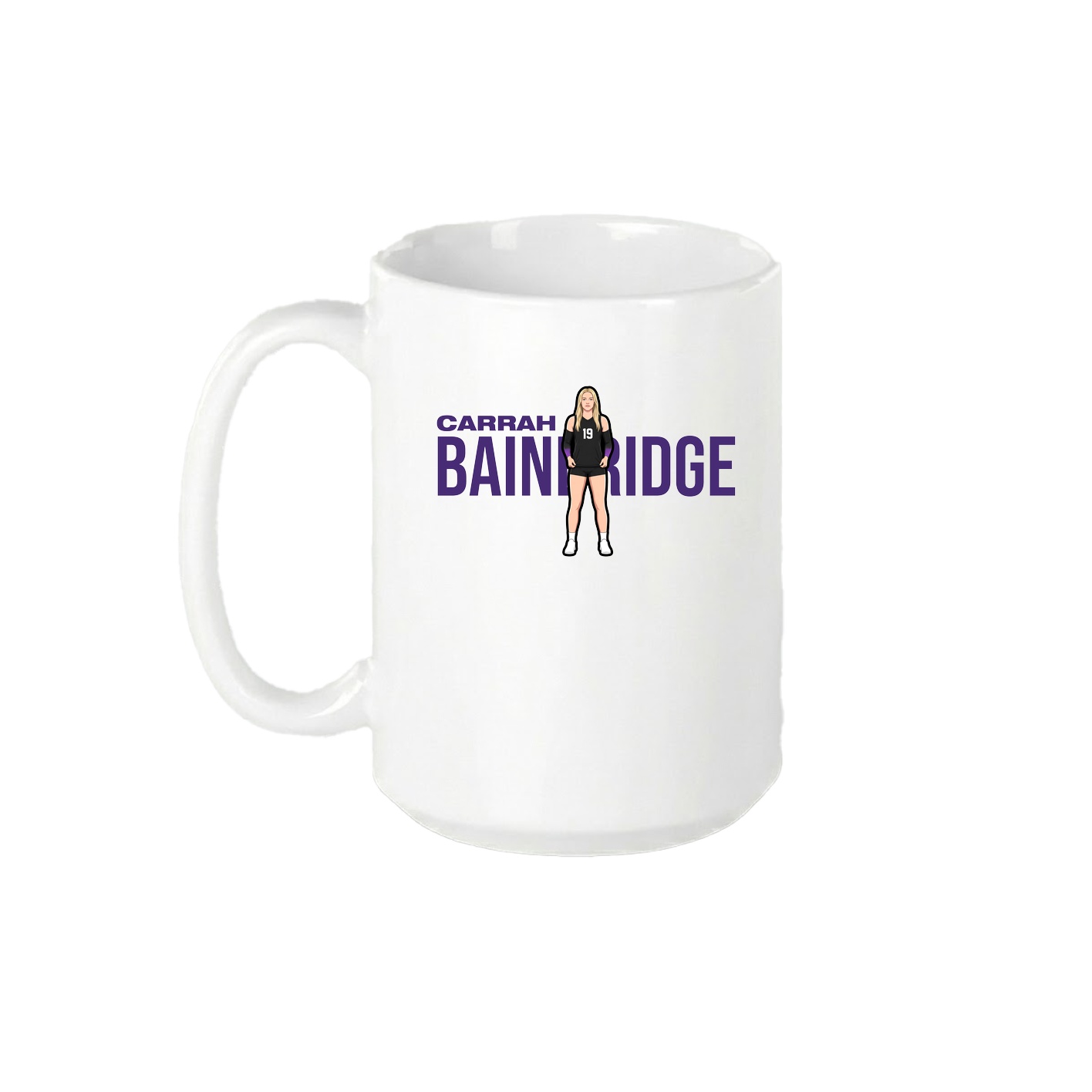 15oz Coffee Mug — Player Name in White