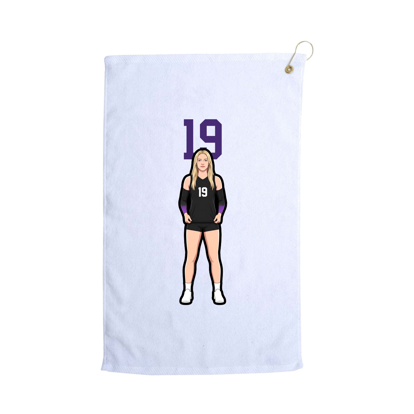 Golf Towel — Number Top in White