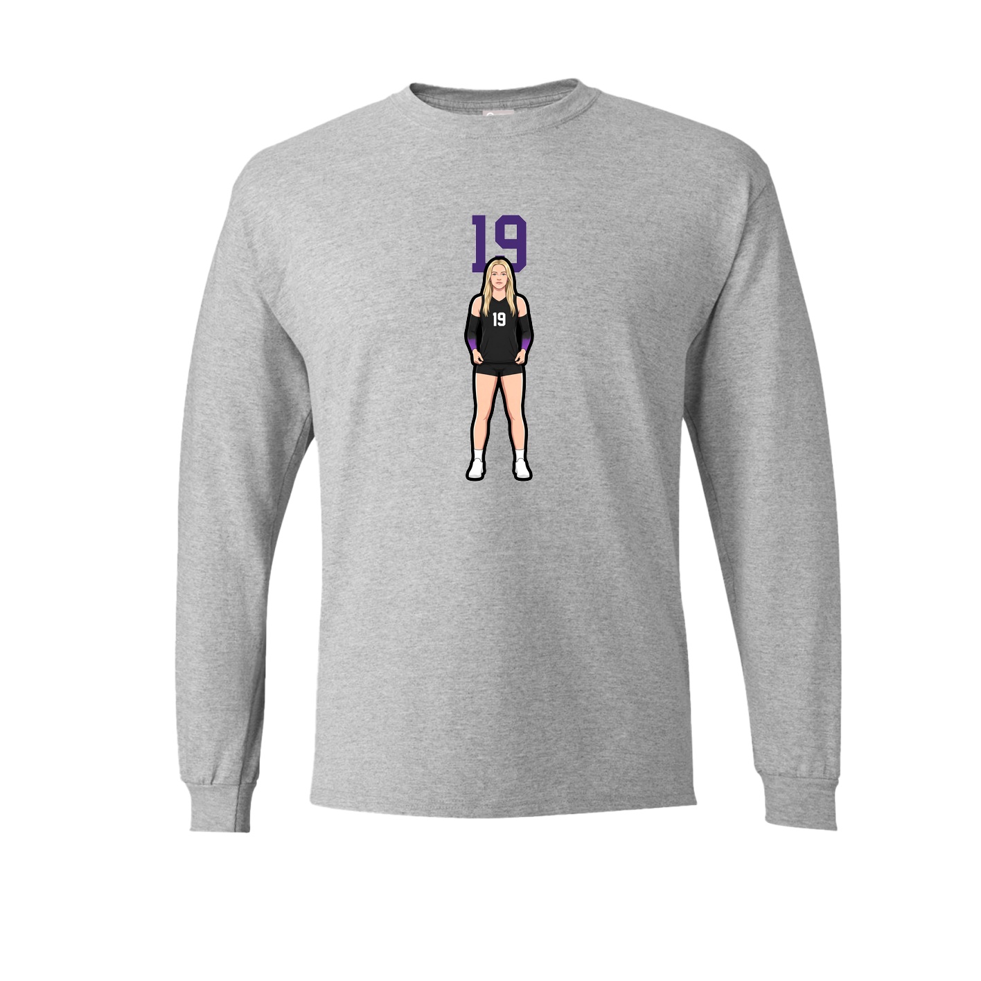 Long Sleeve Tee — Number Top in Grey