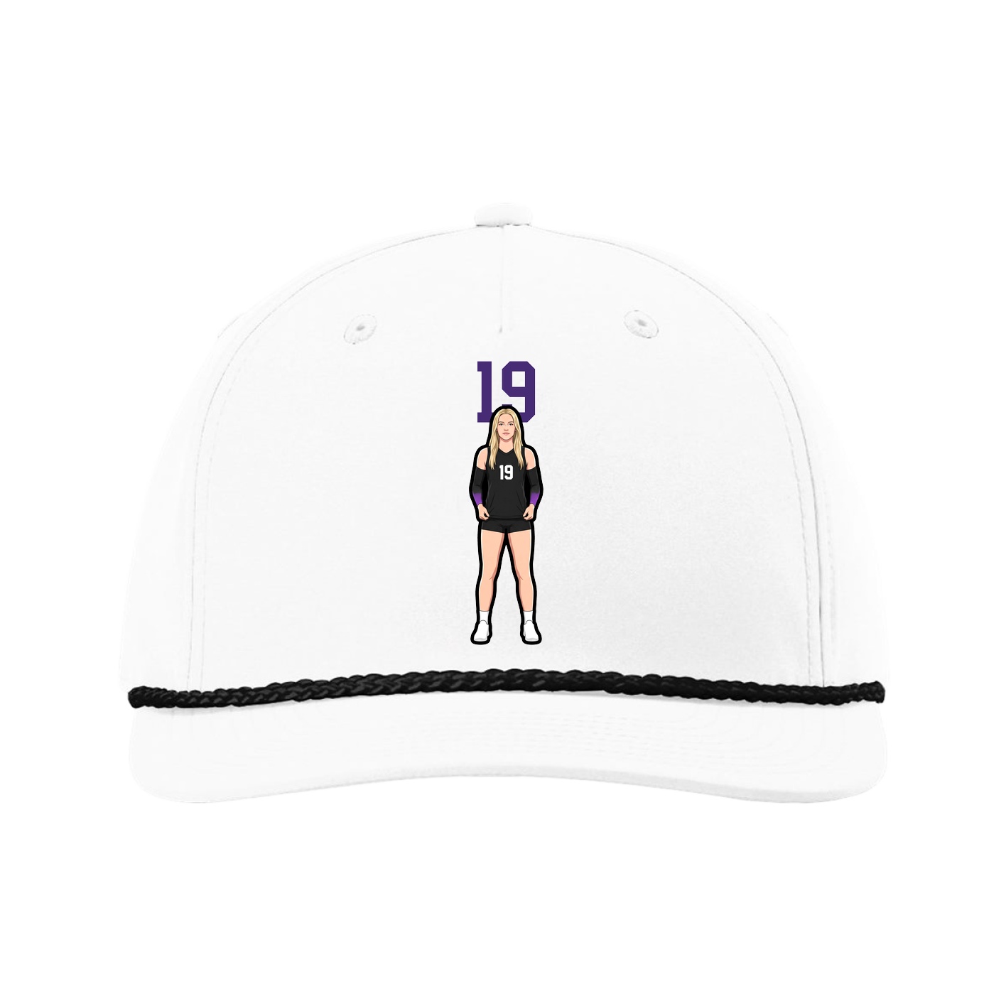 Five-Panel Classic Rope Cap — Number Top in White