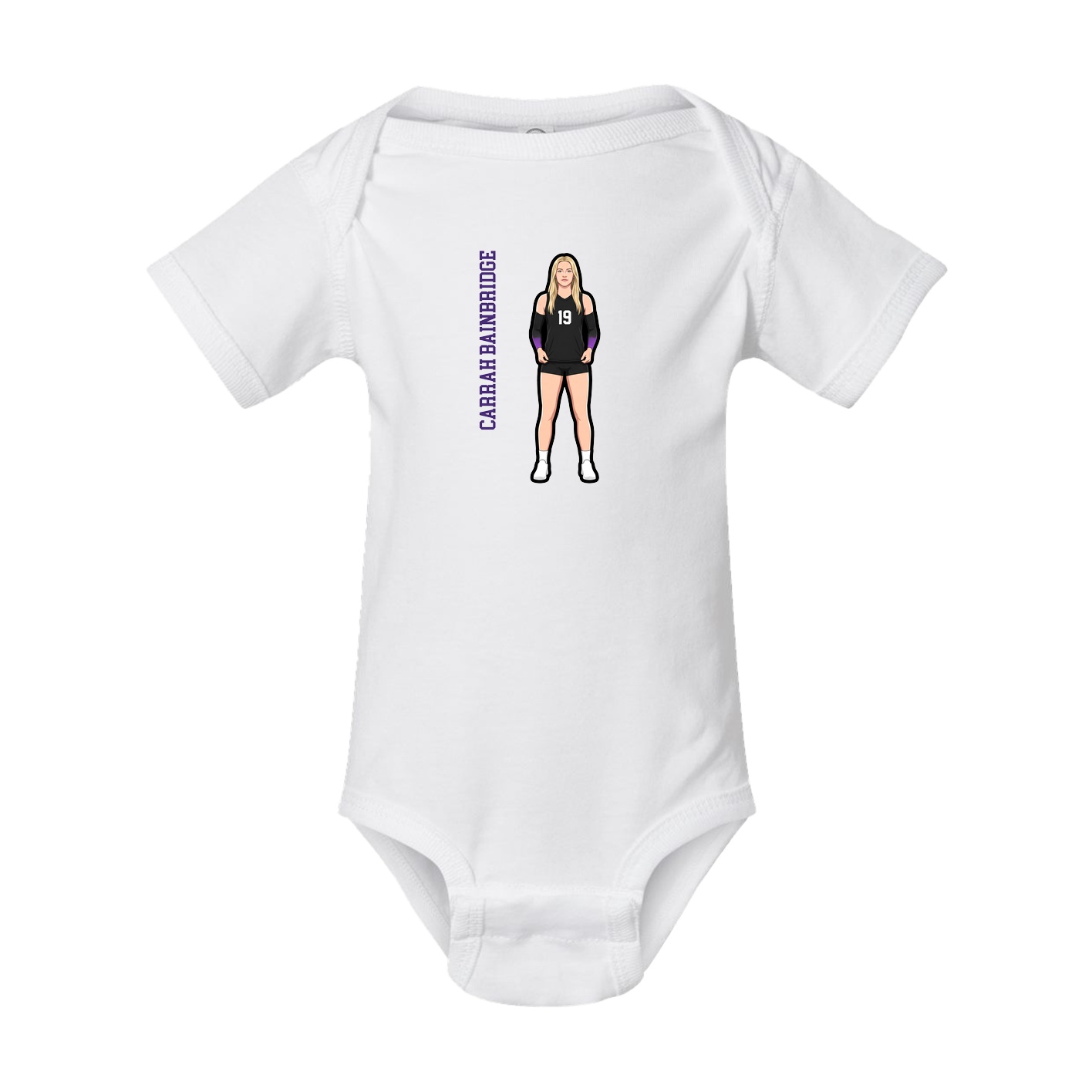 Baby Onesie — Name Vertical in White