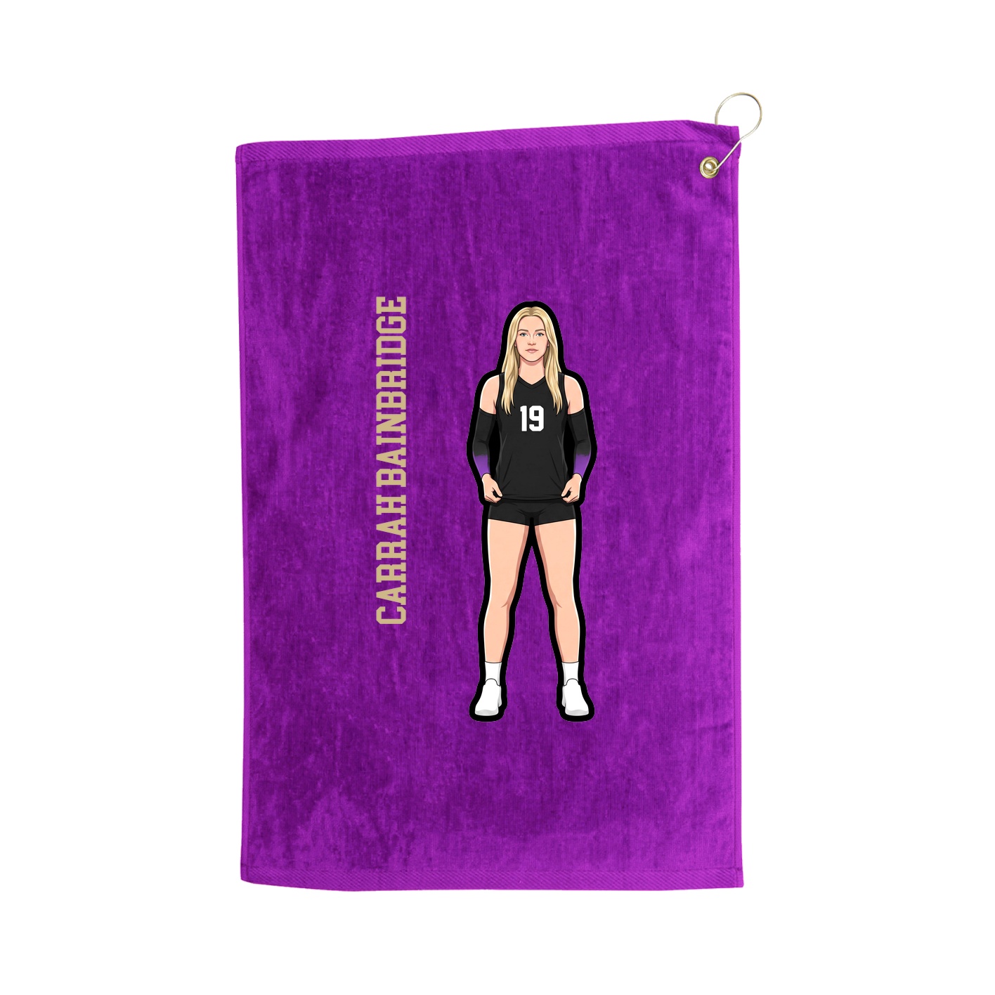 Golf Towel — Name Vertical in Purple