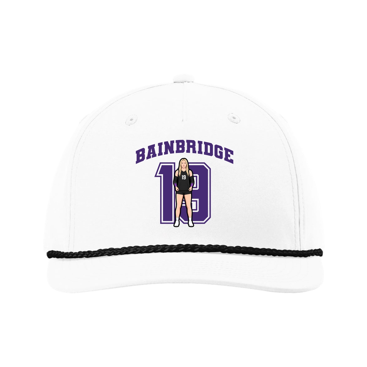 Five-Panel Classic Rope Cap — Number in White