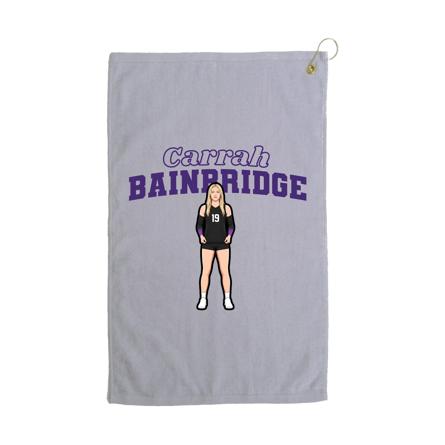 Golf Towel — Name Arch in Grey