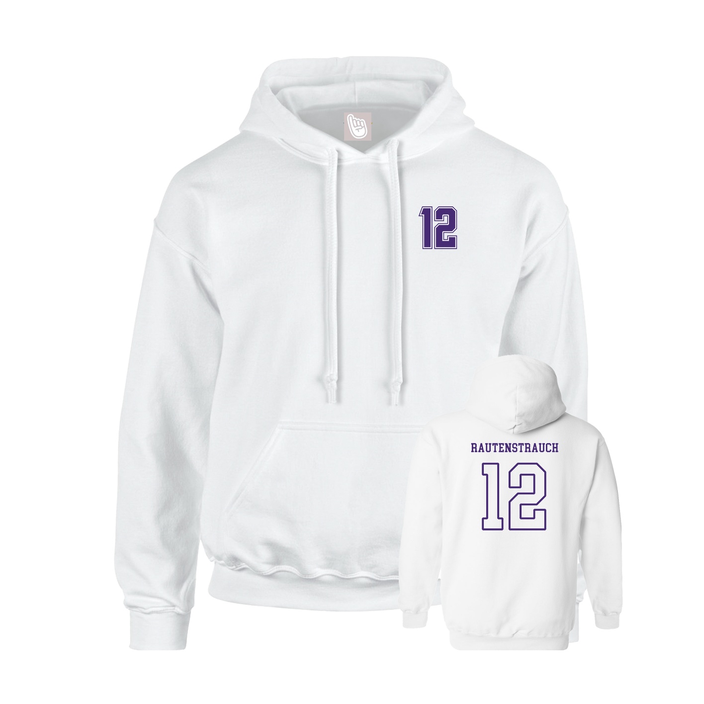 Youth Hoodie — Chest Back in White