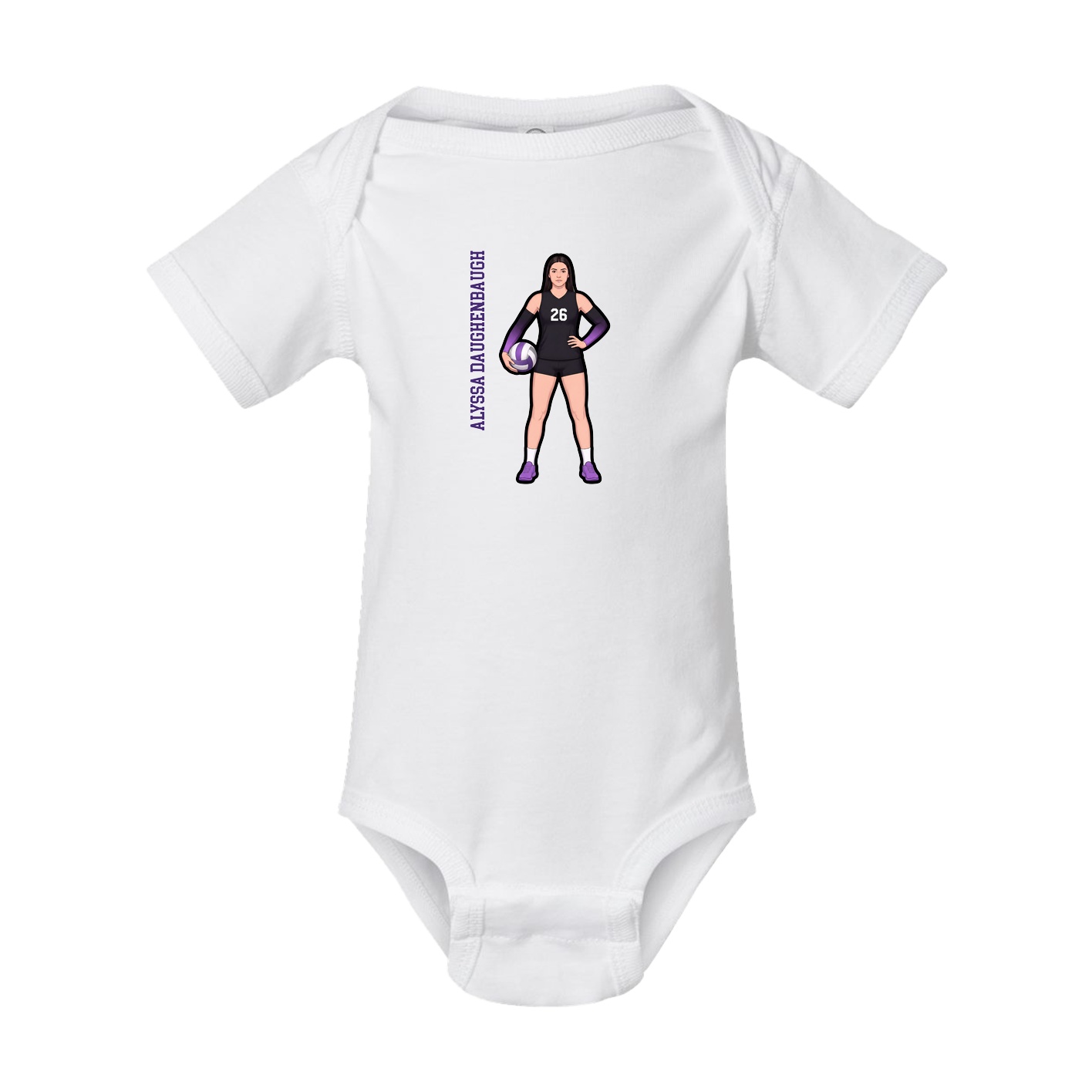 Baby Onesie — Name Vertical in White