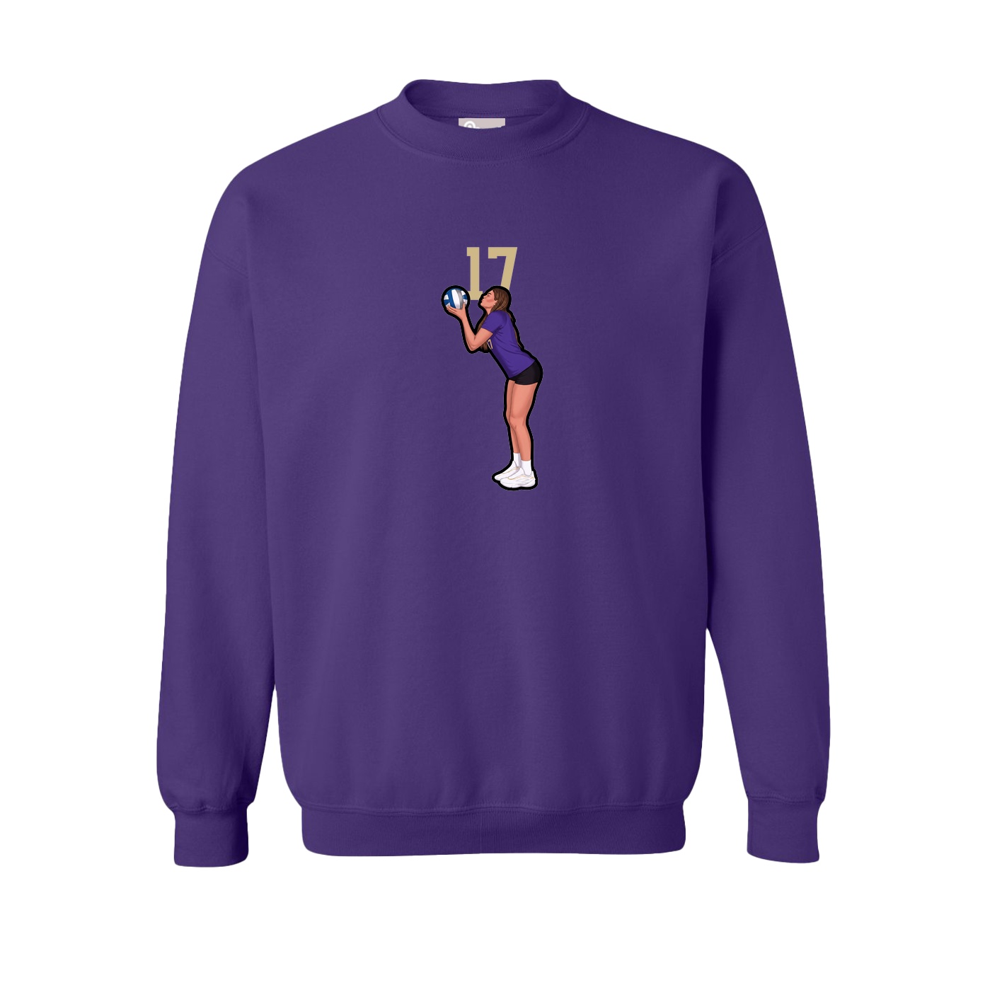 Fleece Crew — Number Top in Purple
