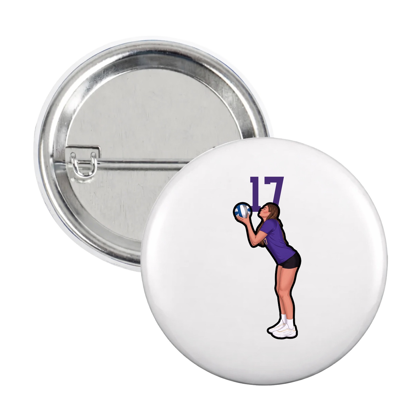 Game Day Button — Number Top in White