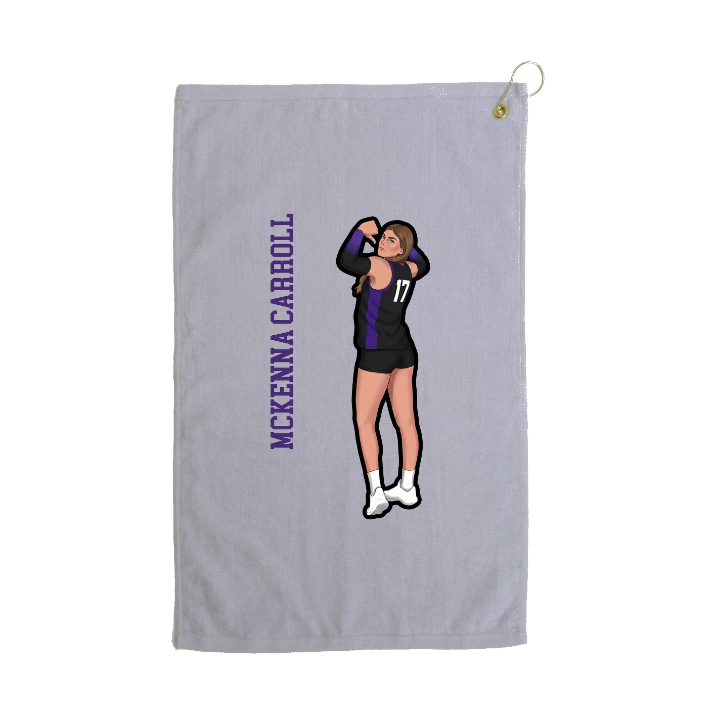 Golf Towel — Name Vertical in Grey