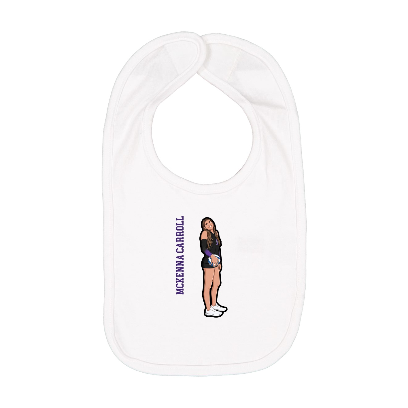 Infant Bib — Name Vertical in White