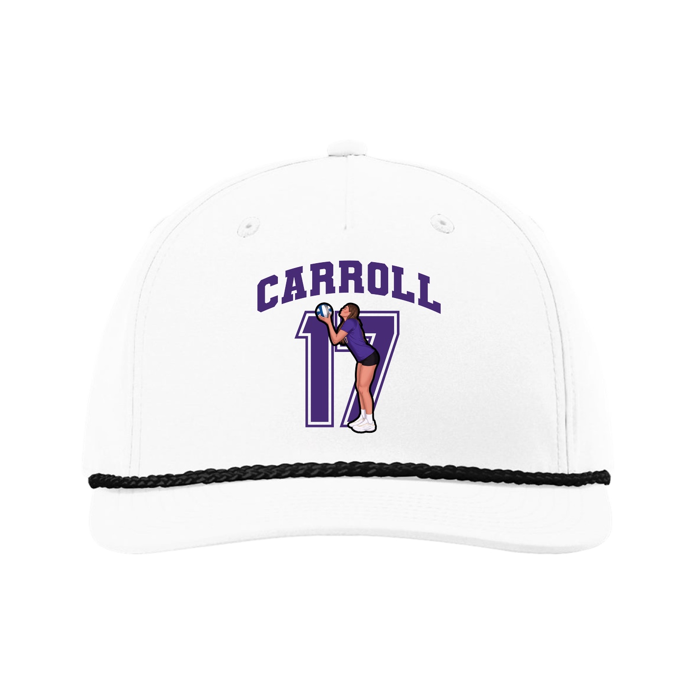 Five-Panel Classic Rope Cap — Number in White