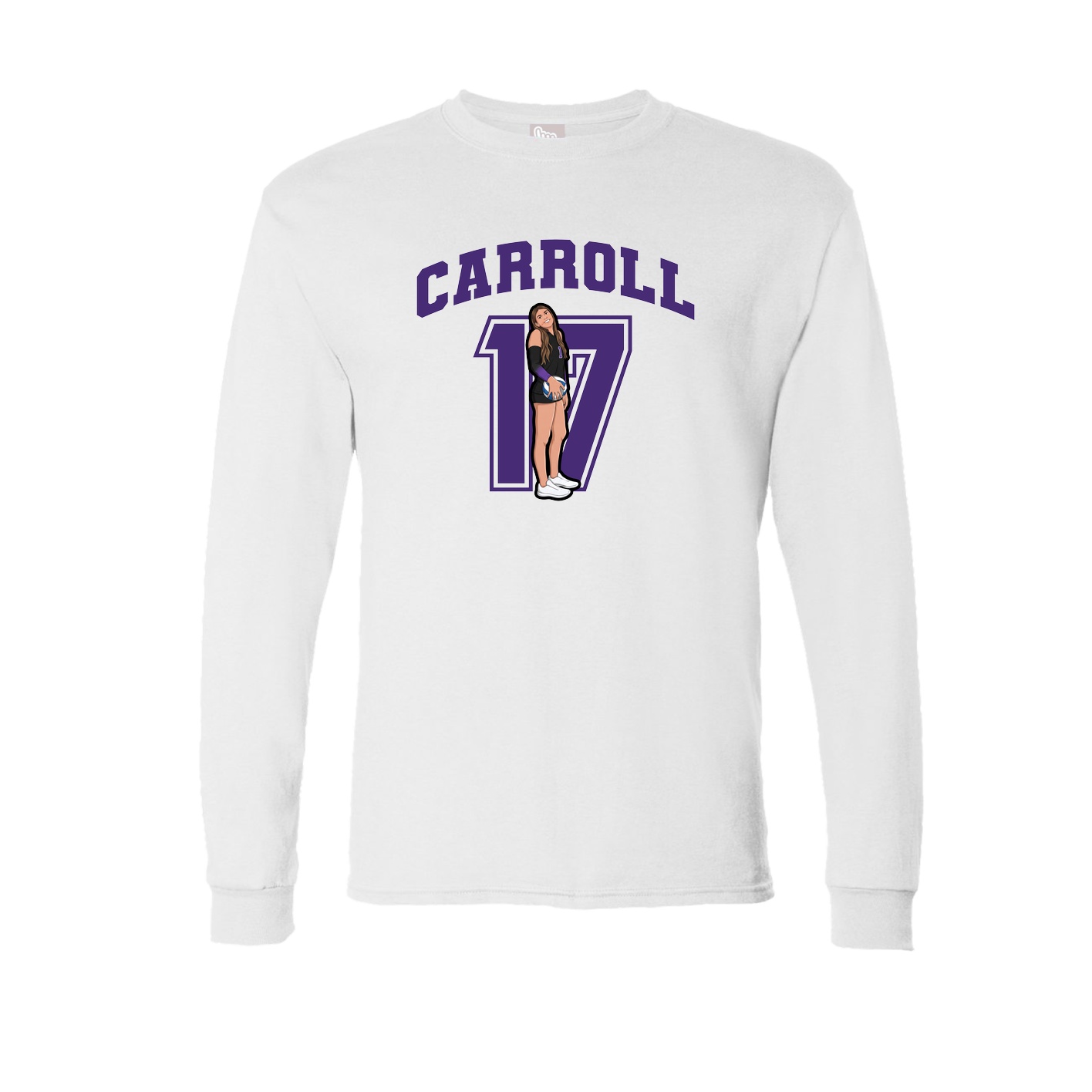 Long Sleeve Tee — Number in White