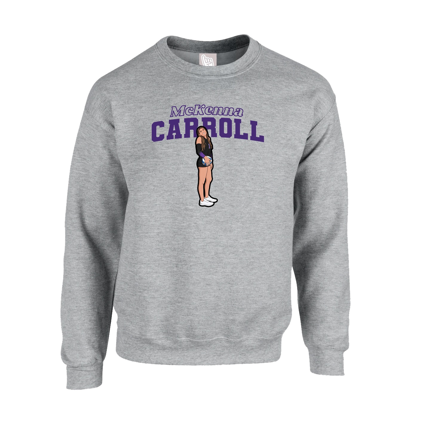 Fleece Crew — Name Arch in Grey