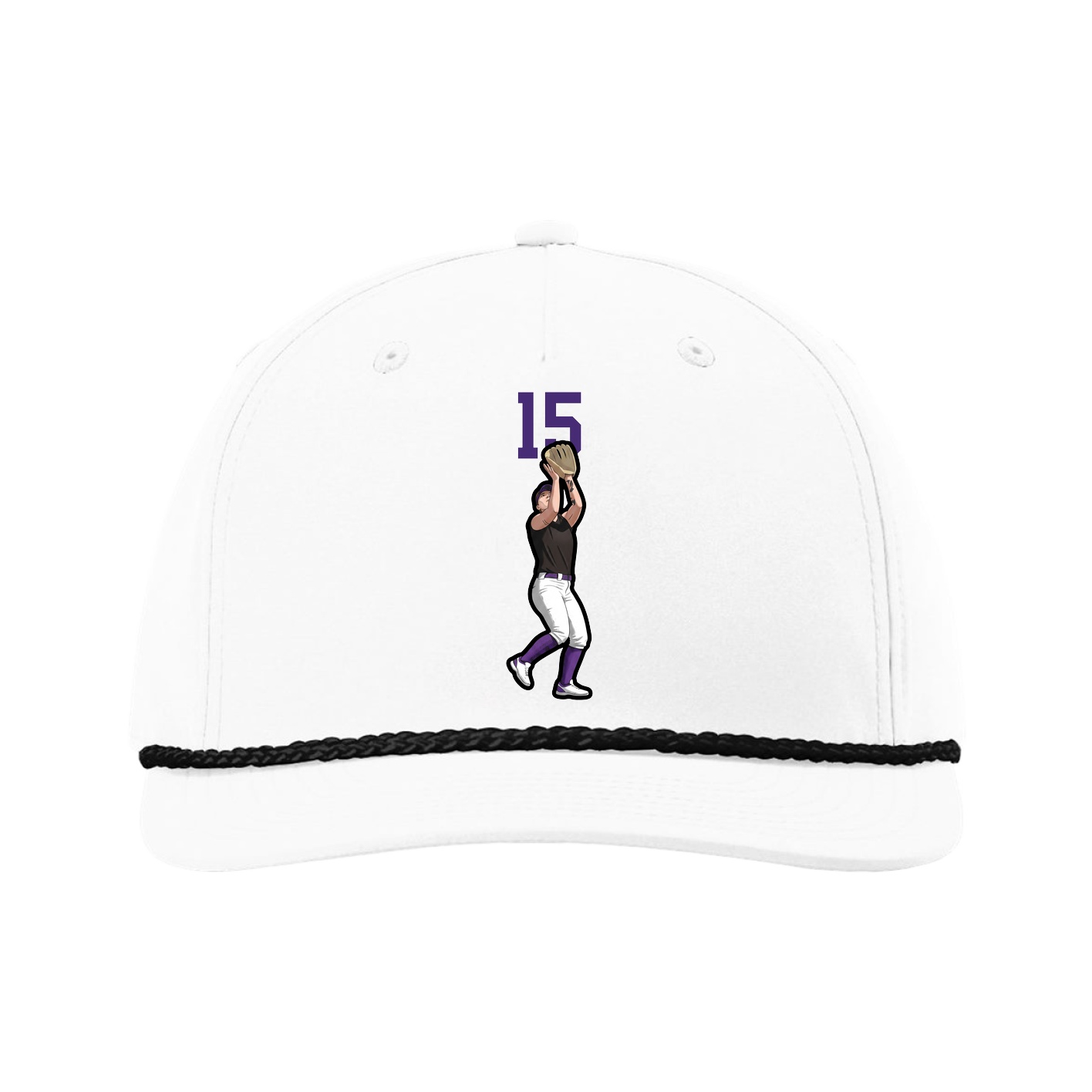 Five-Panel Classic Rope Cap — Number Top in White