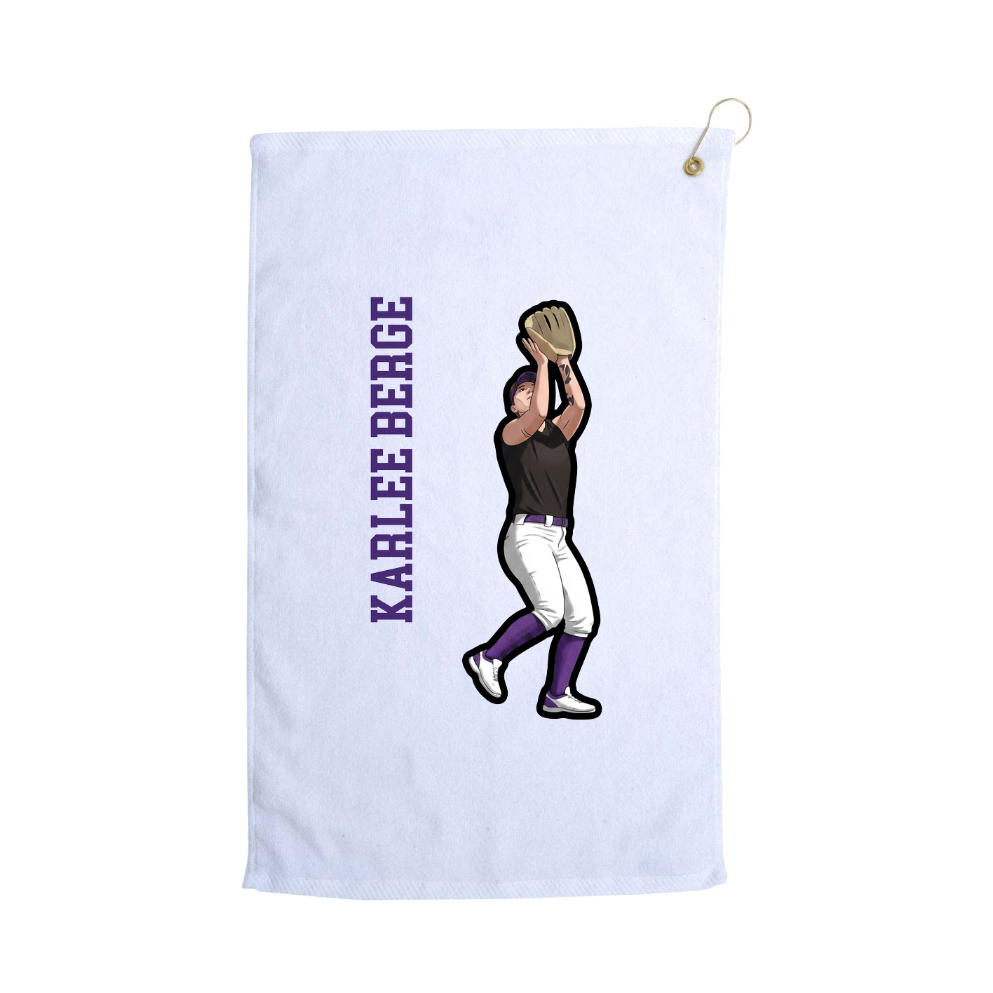 Golf Towel — Name Vertical in White
