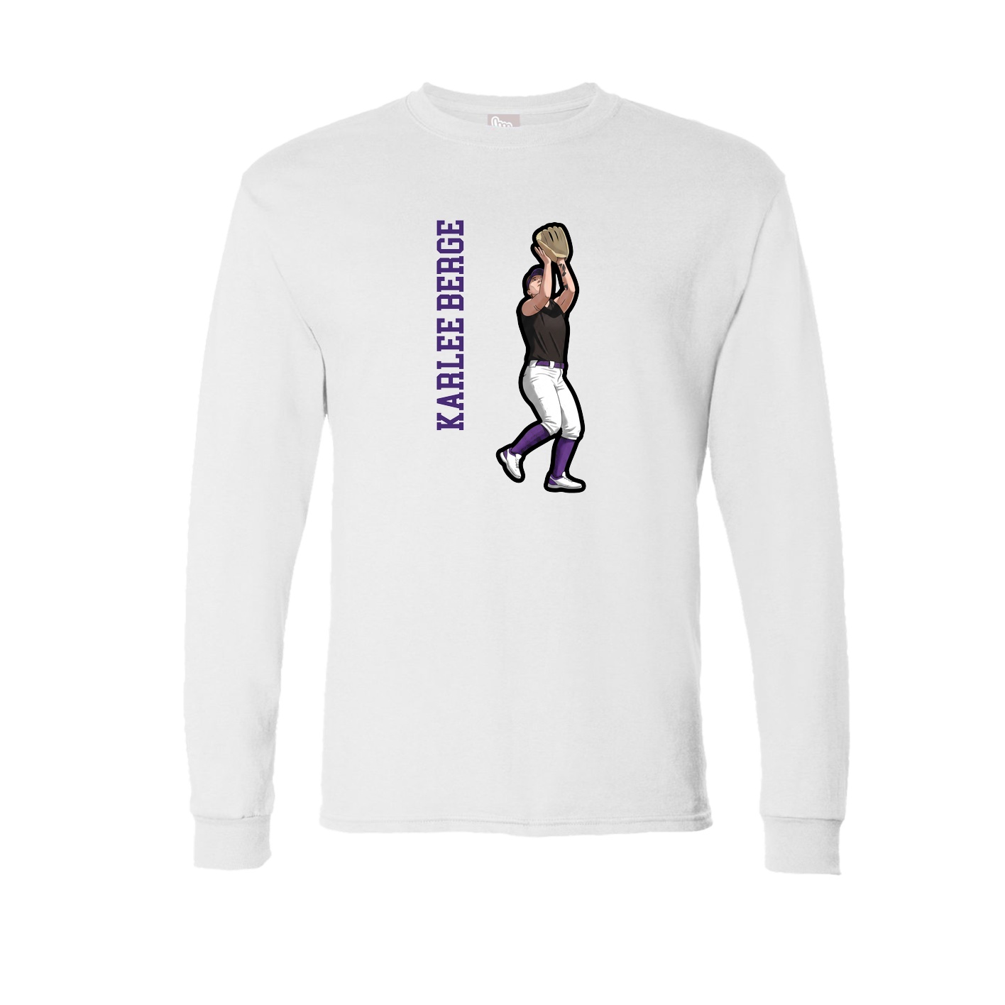 Long Sleeve Tee — Name Vertical in White