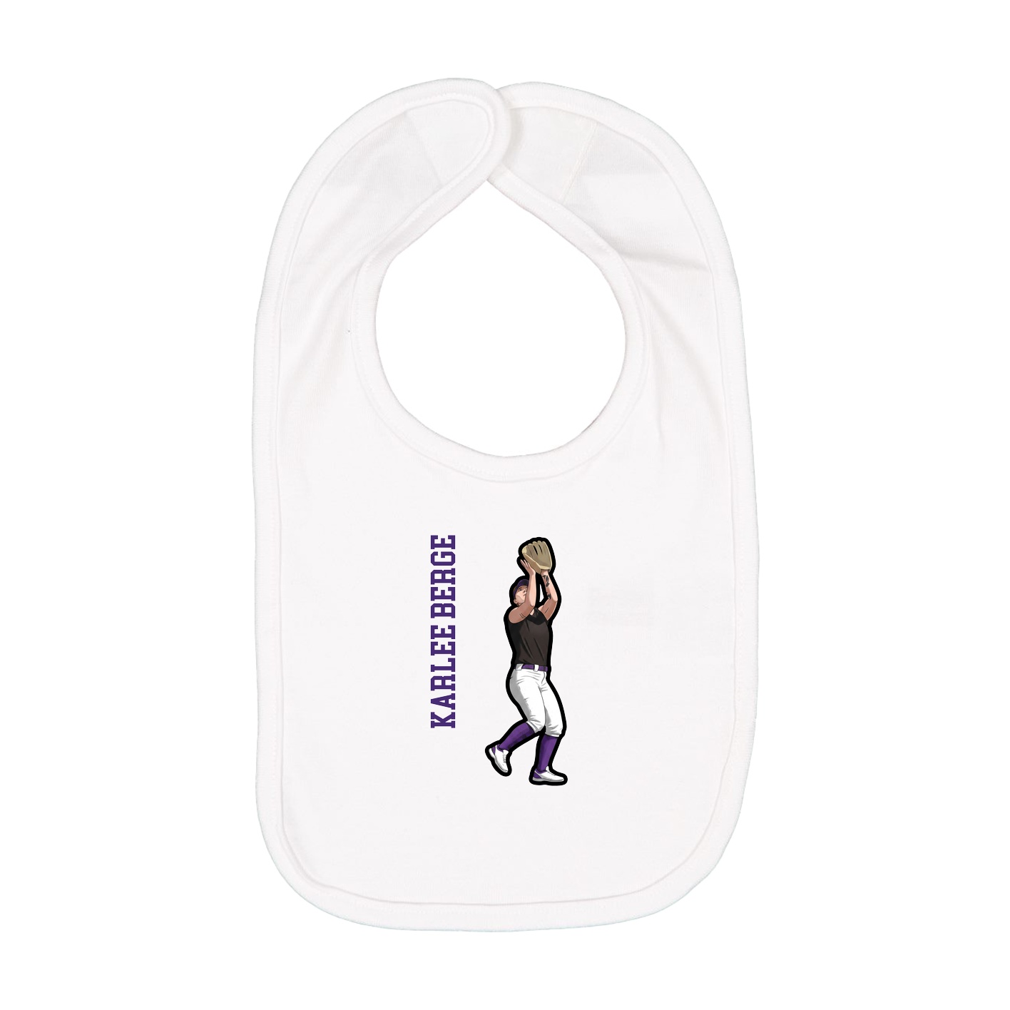 Infant Bib — Name Vertical in White