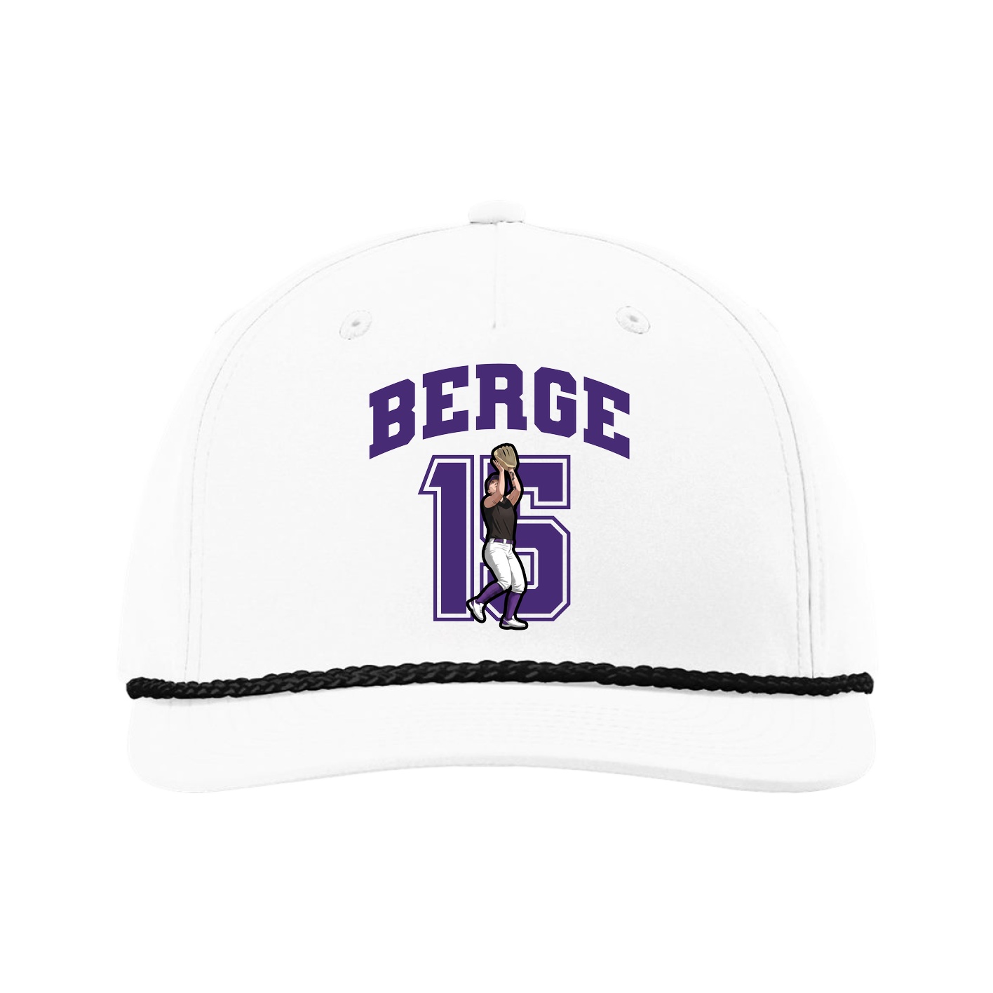 Five-Panel Classic Rope Cap — Number in White