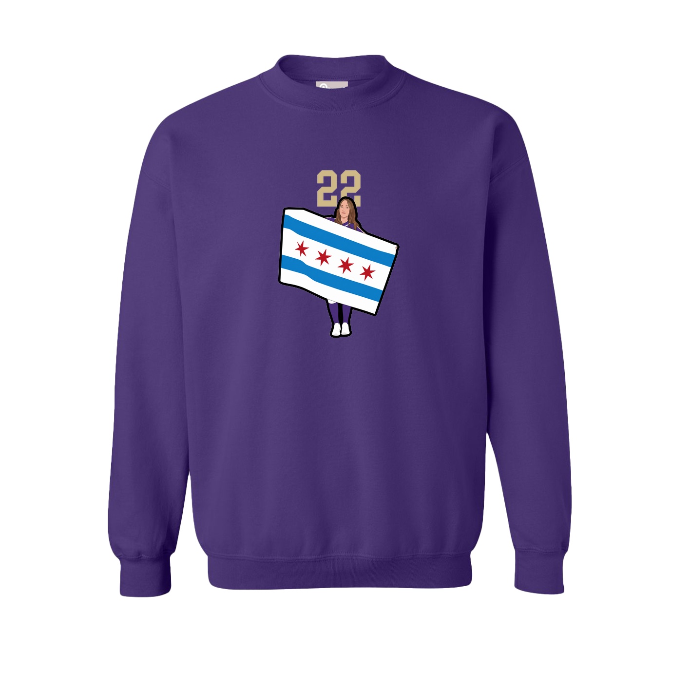 Fleece Crew — Number Top in Purple