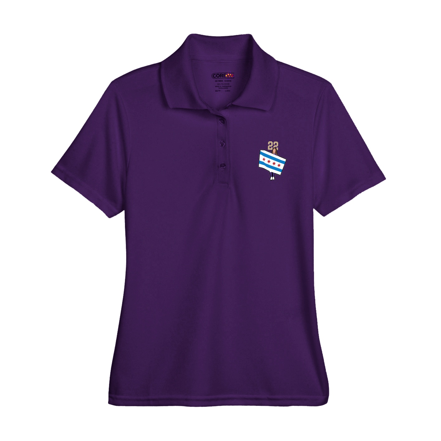 Womens Performance Polo — Number Top in Purple