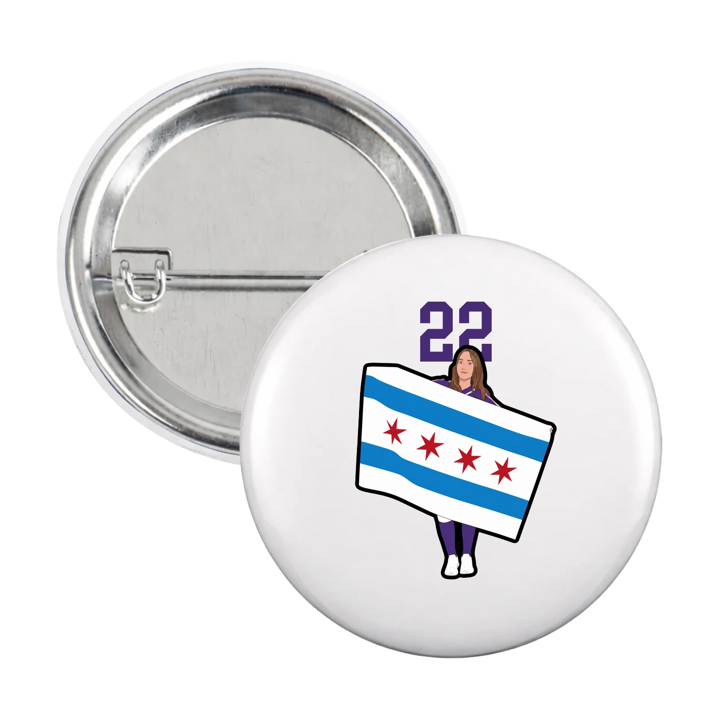 Game Day Button — Number Top in White