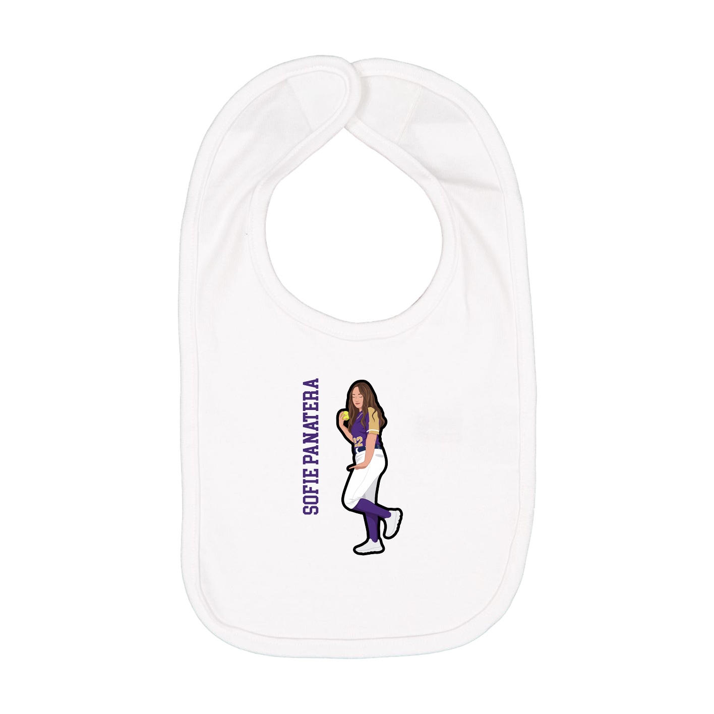 Infant Bib — Name Vertical in White
