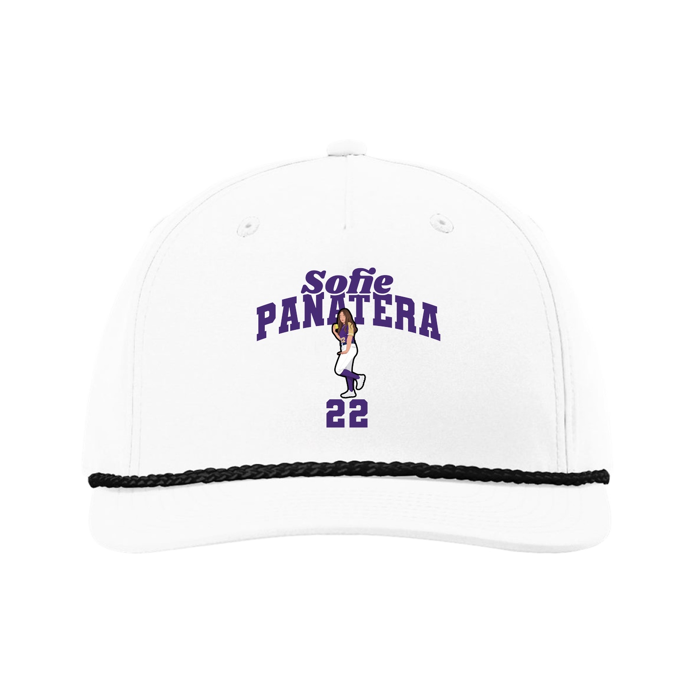 Five-Panel Classic Rope Cap — Signature Arch in White