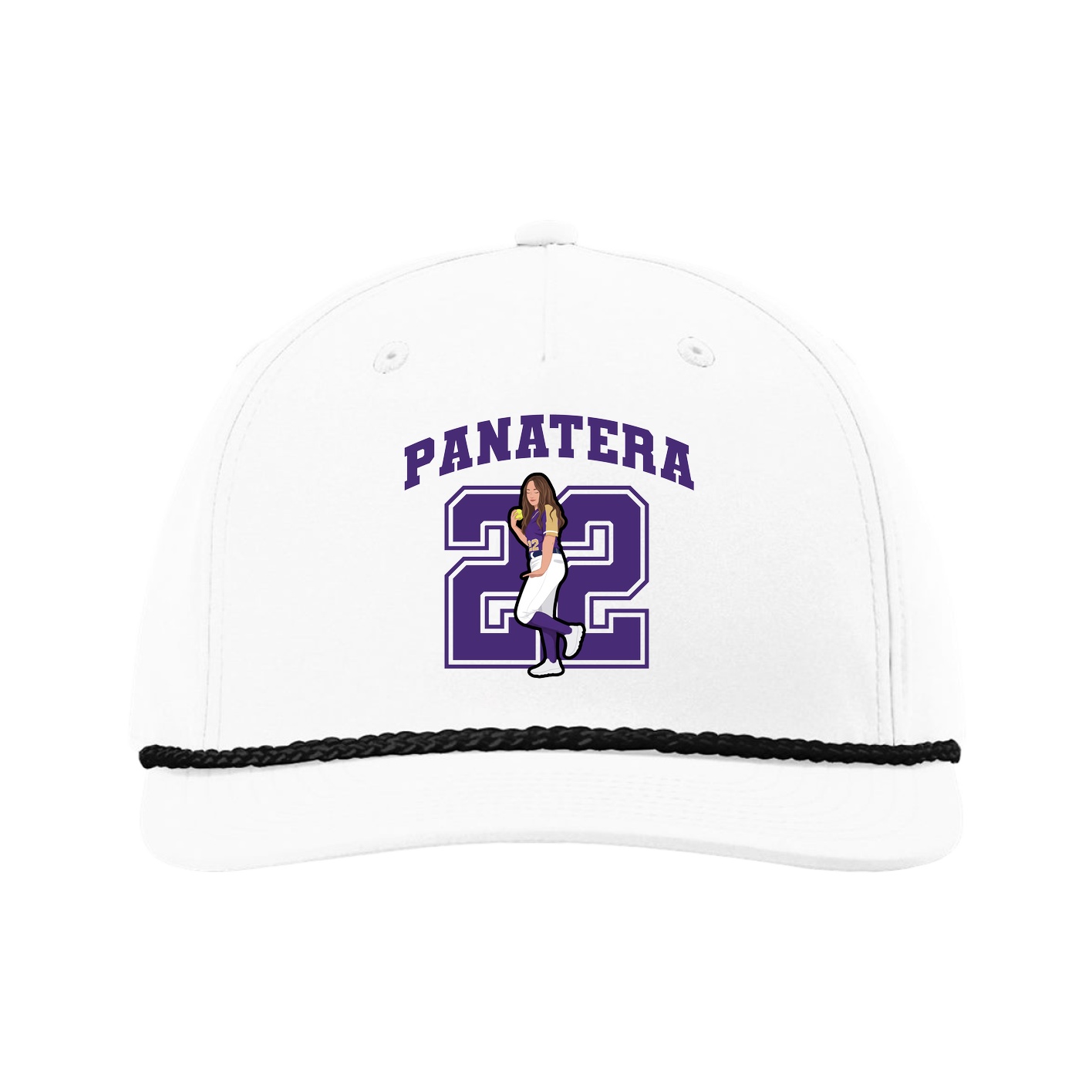 Five-Panel Classic Rope Cap — Number in White