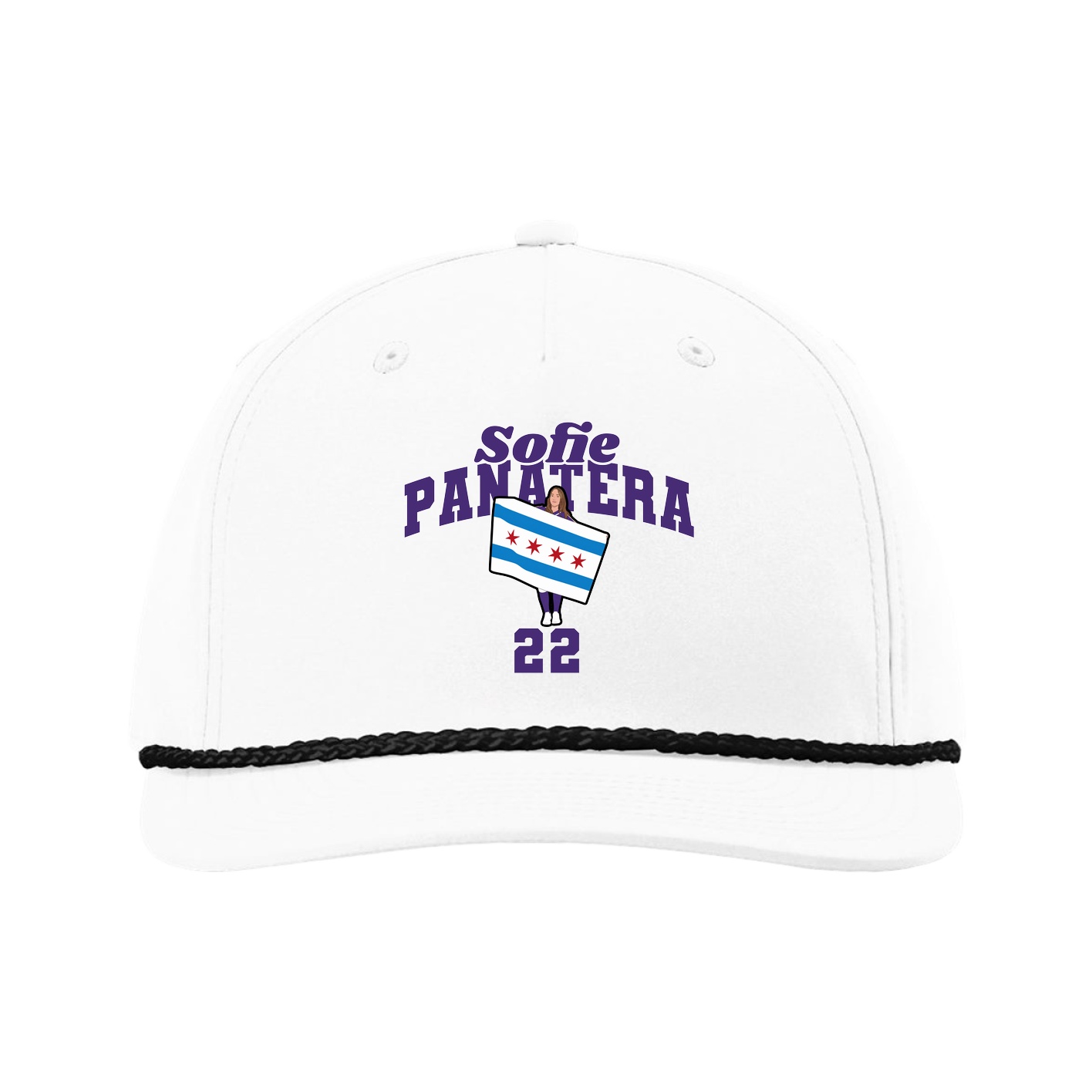 Five-Panel Classic Rope Cap — Signature Arch in White