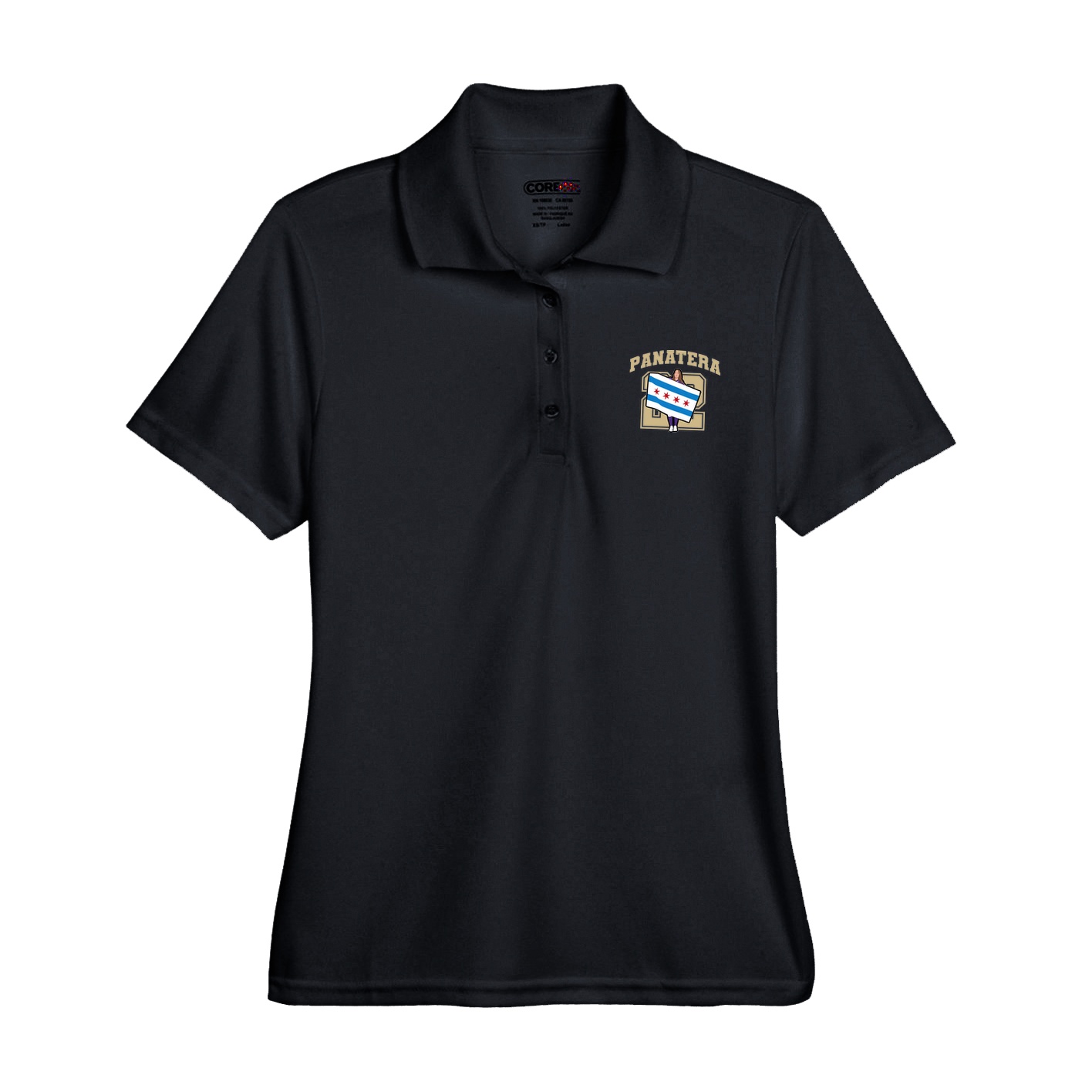 Womens Performance Polo — Number in Black