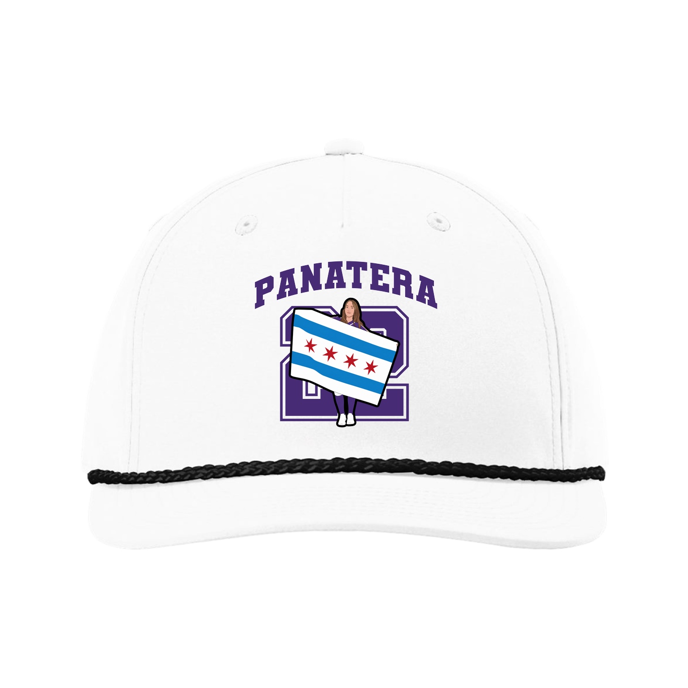 Five-Panel Classic Rope Cap — Number in White