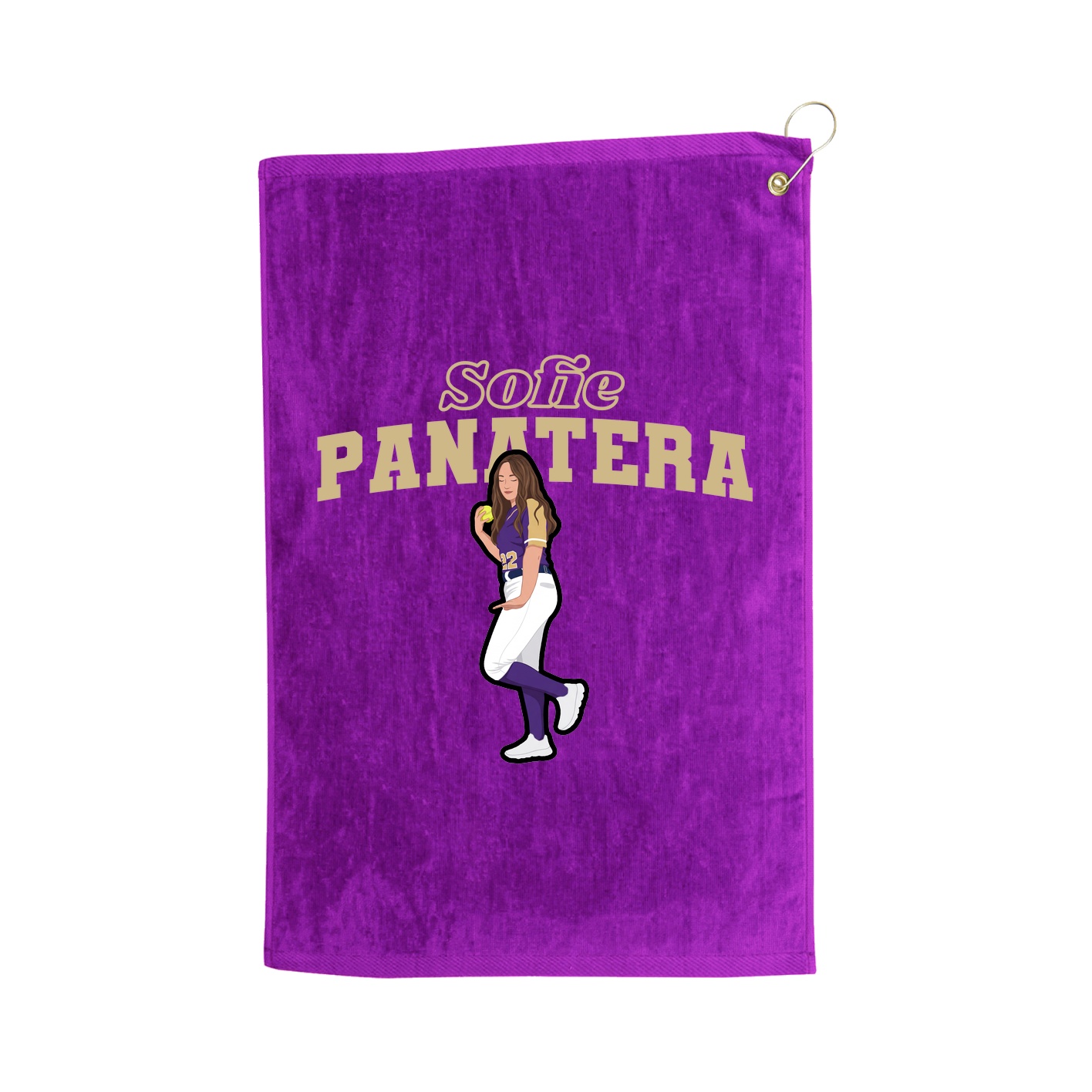 Golf Towel — Name Arch in Purple