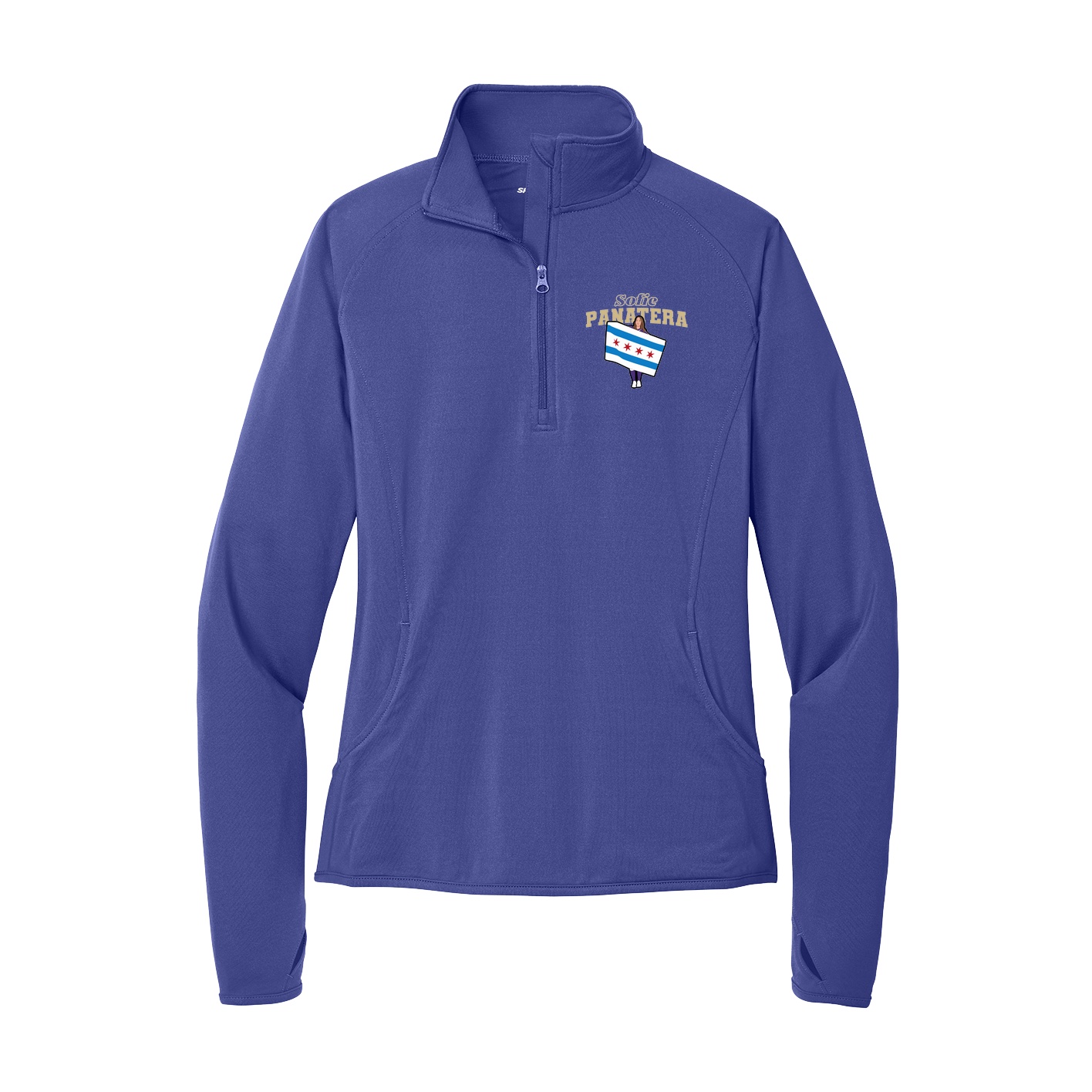 Women's Q-Zip Pullover — Name Arch in Purple