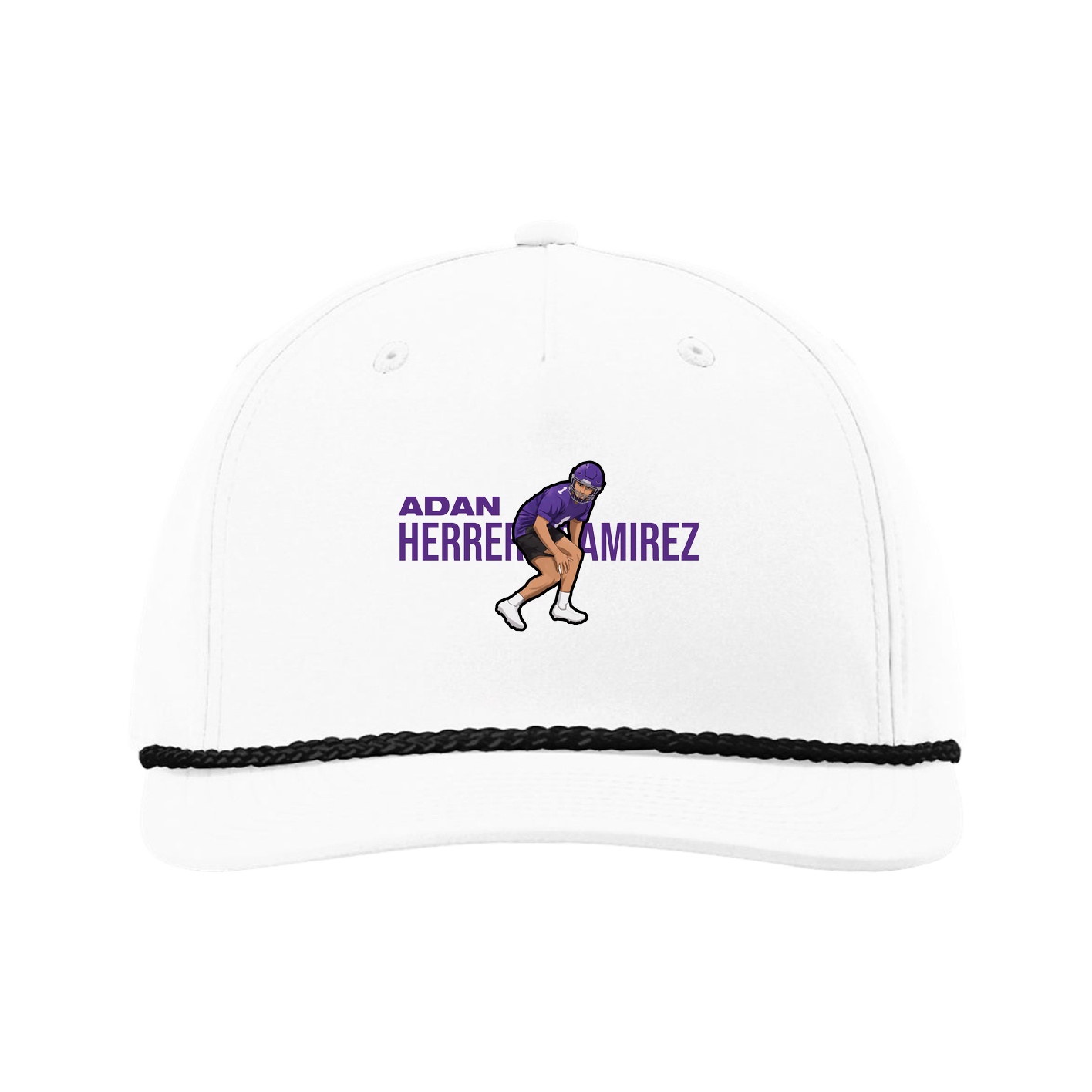 Five-Panel Classic Rope Cap — Player Name in White