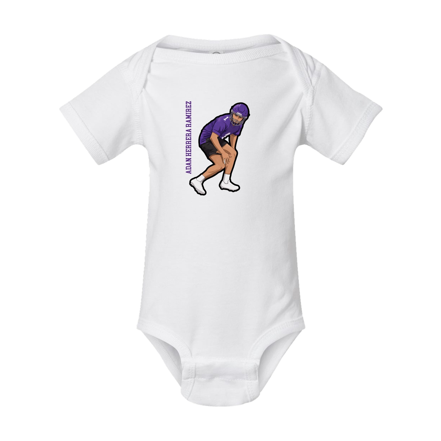 Baby Onesie — Name Vertical in White