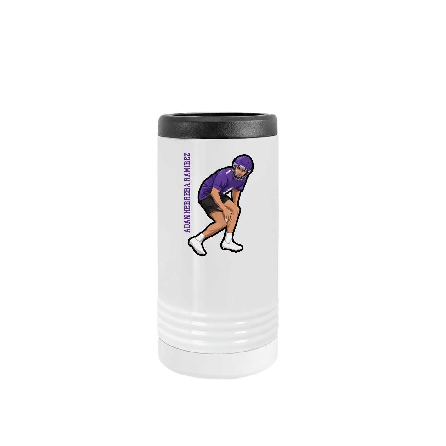 Slim Beverage Holder — Name Vertical in White