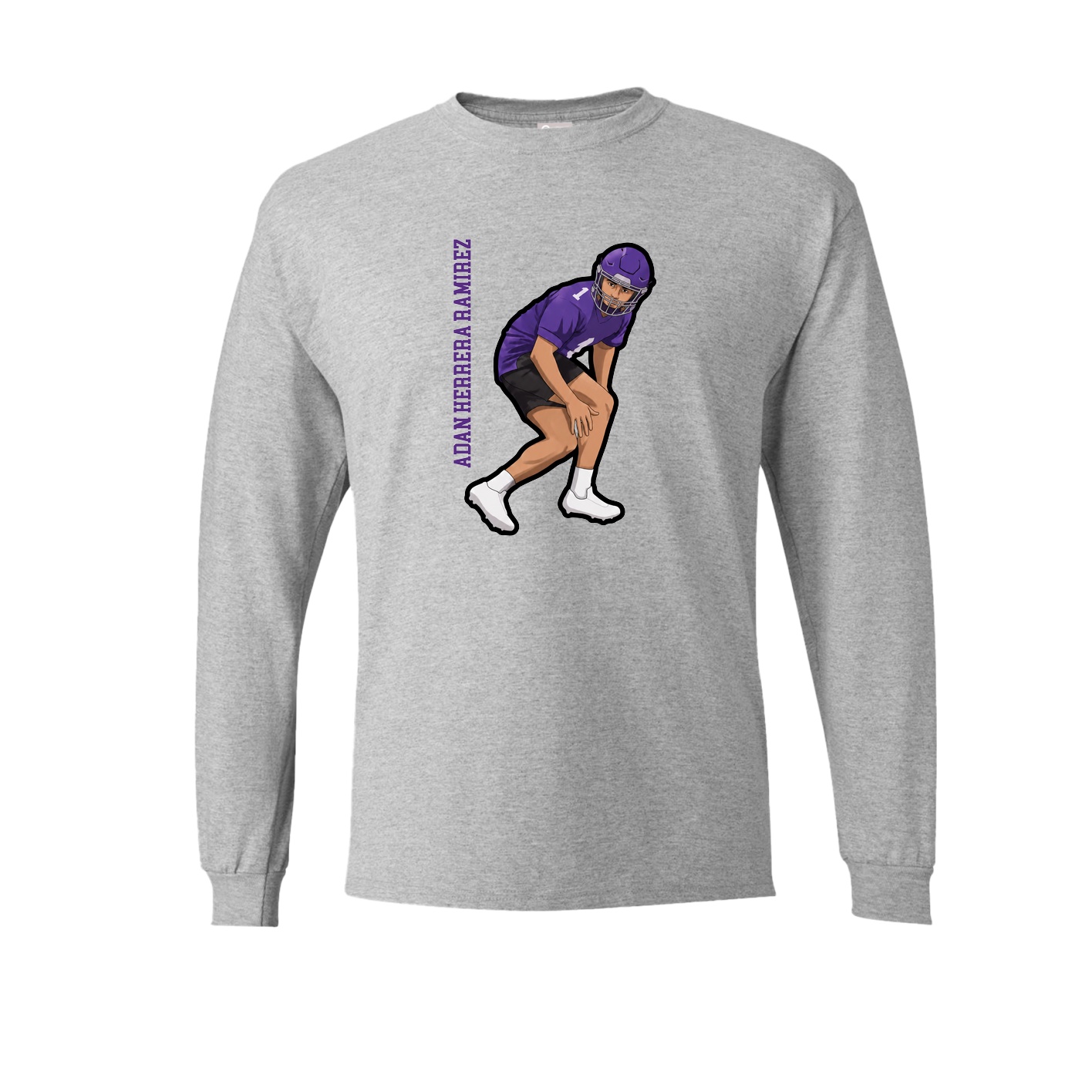 Long Sleeve Tee — Name Vertical in Grey