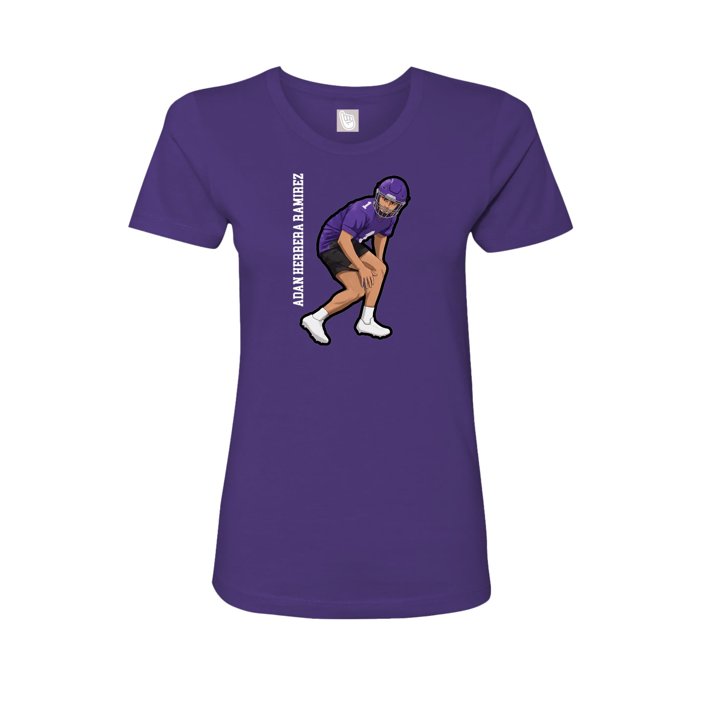 Fitted Women's Tee — Name Vertical in Purple