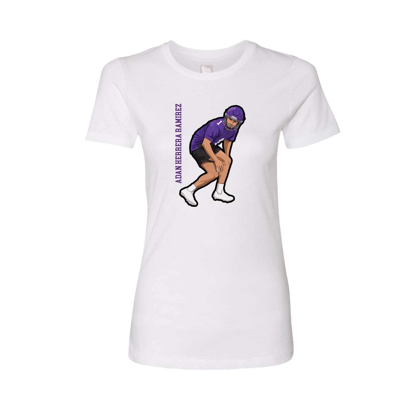 Fitted Women's Tee — Name Vertical in White