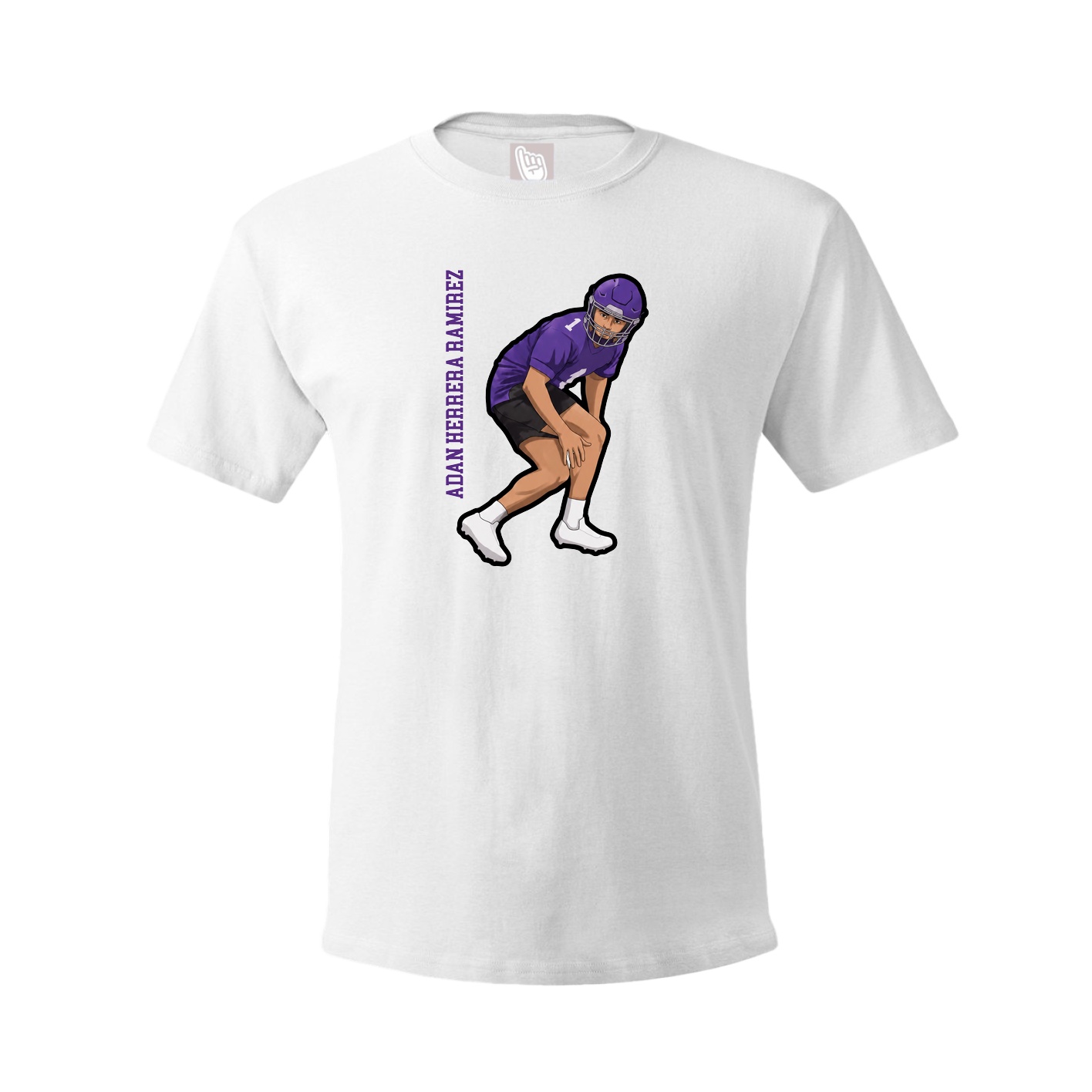 Youth Tee — Name Vertical in White